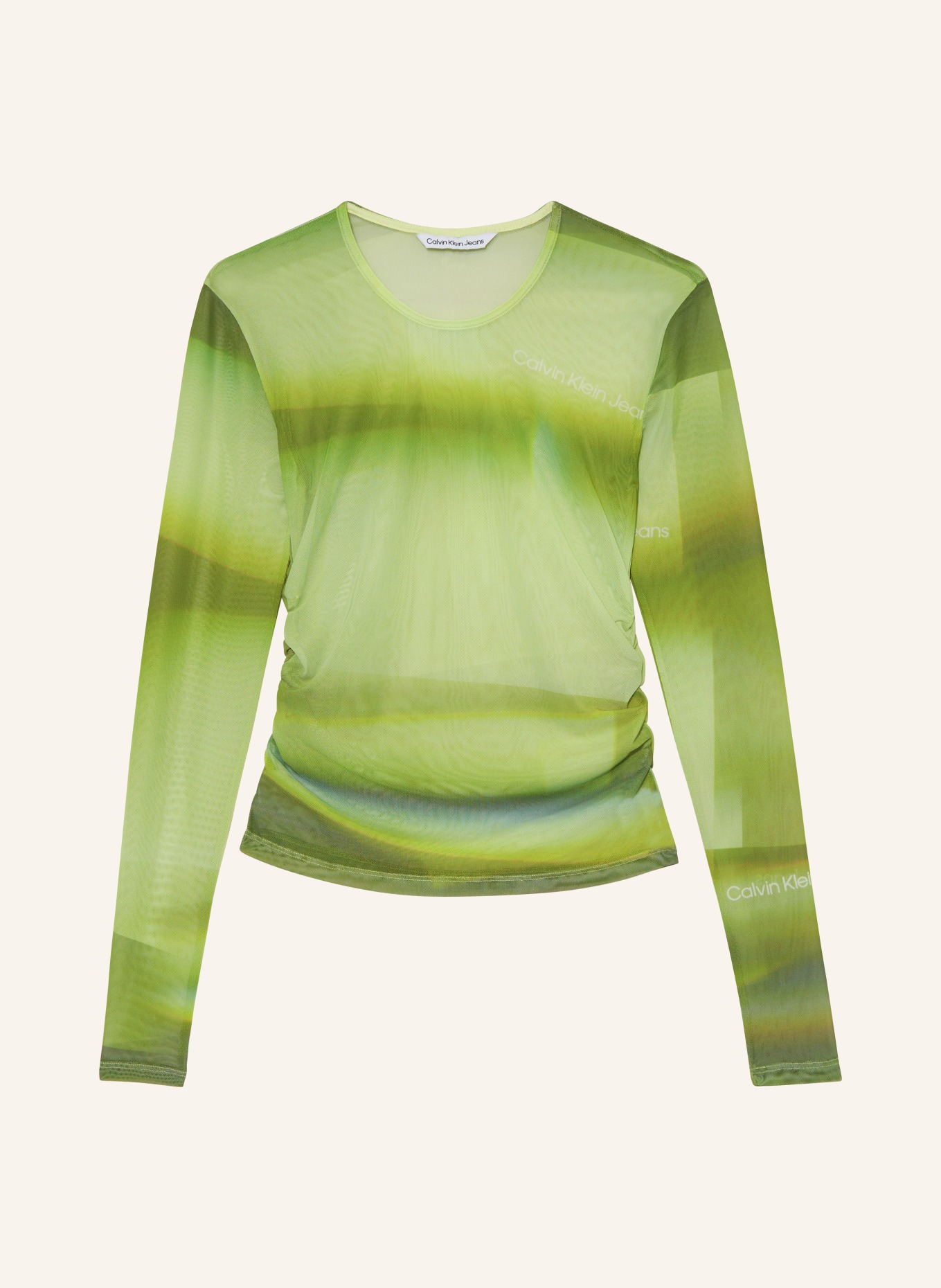 Calvin Klein Jeans Koszulka z długim rękawem z siateczki, Kolor: ZIELONY/ JASNOZIELONY/ JASNOŻÓŁTY (Obrazek 1)