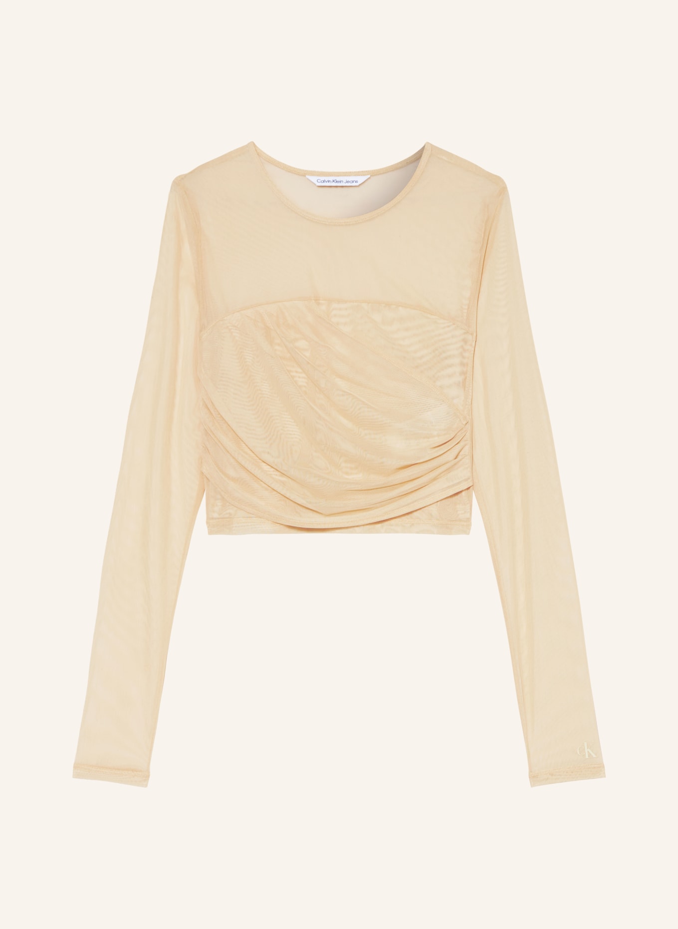 Calvin Klein Jeans Cropped shirt in mesh, Color: CAMEL (Image 1)