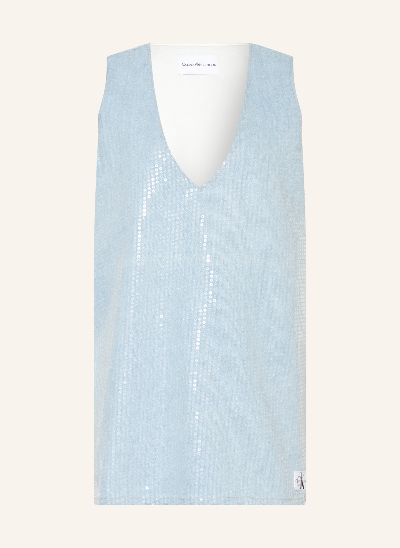 Calvin Klein Jeans Džínové šaty s flitry, Barva: TMAVĚ MODRÁ (Obrázek 1)