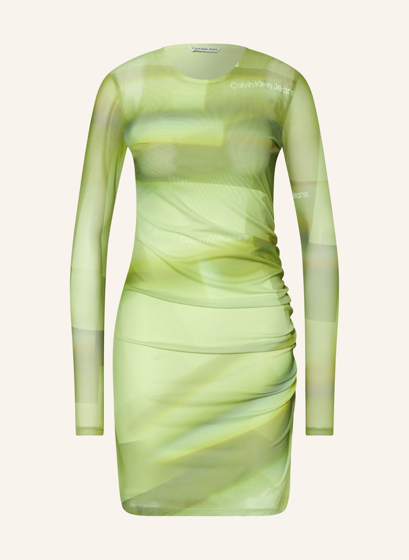 Calvin Klein Jeans Mesh-Kleid, Farbe: GRÜN/ HELLGRÜN/ HELLGELB (Bild 1)