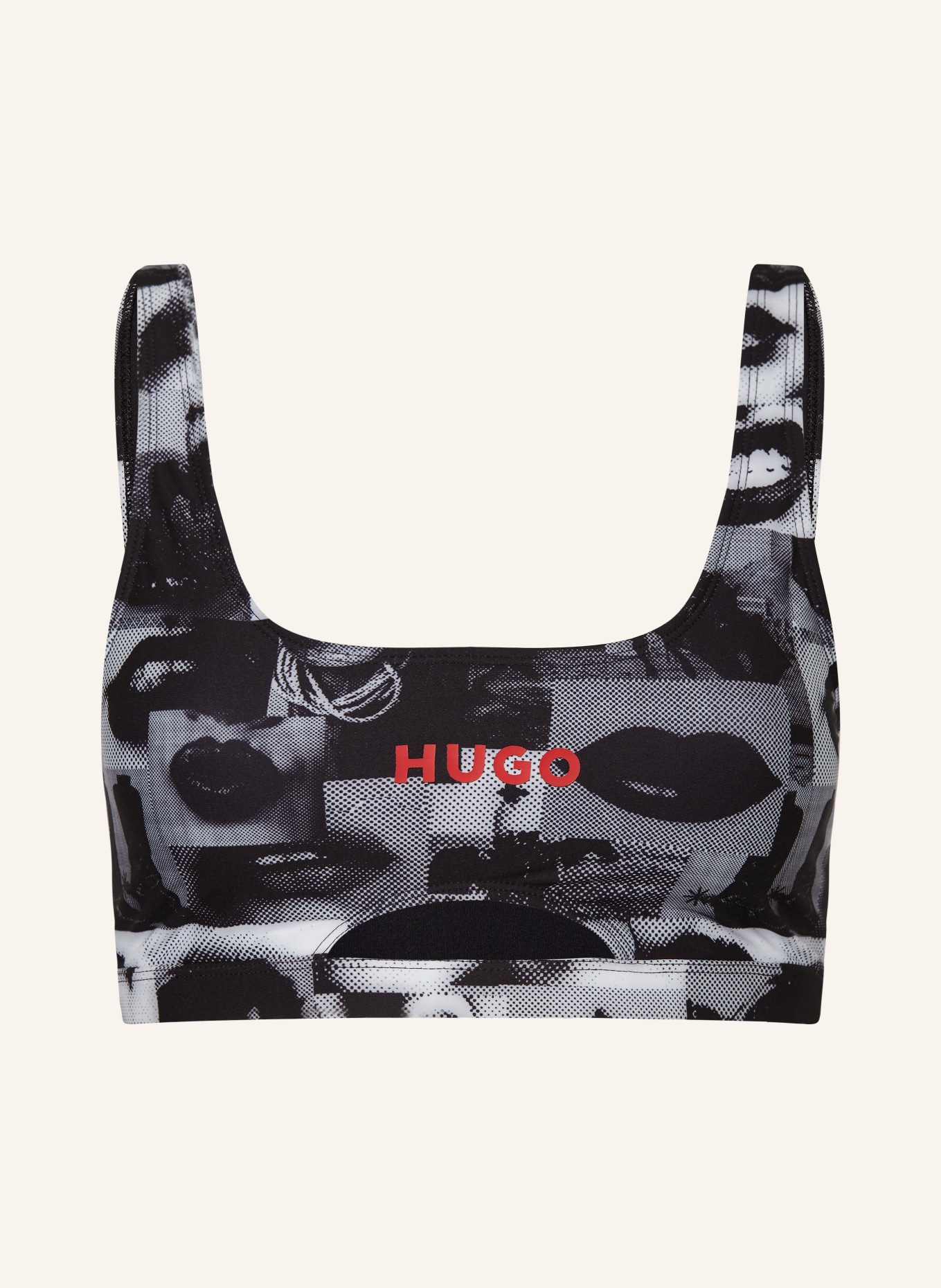 HUGO Bustier-Bikini-Top WESTERN LIPS, Farbe: SCHWARZ/ WEISS/ GRAU (Bild 1)