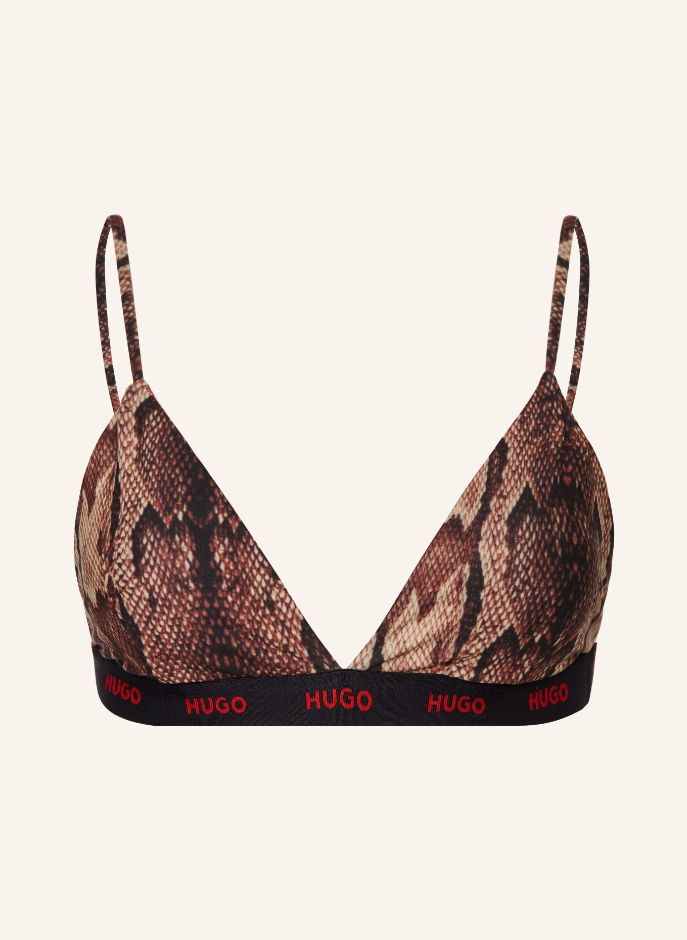 HUGO Triangle bikini top EXOTIKA, Color: BROWN/ DARK BROWN/ LIGHT BROWN (Image 1)