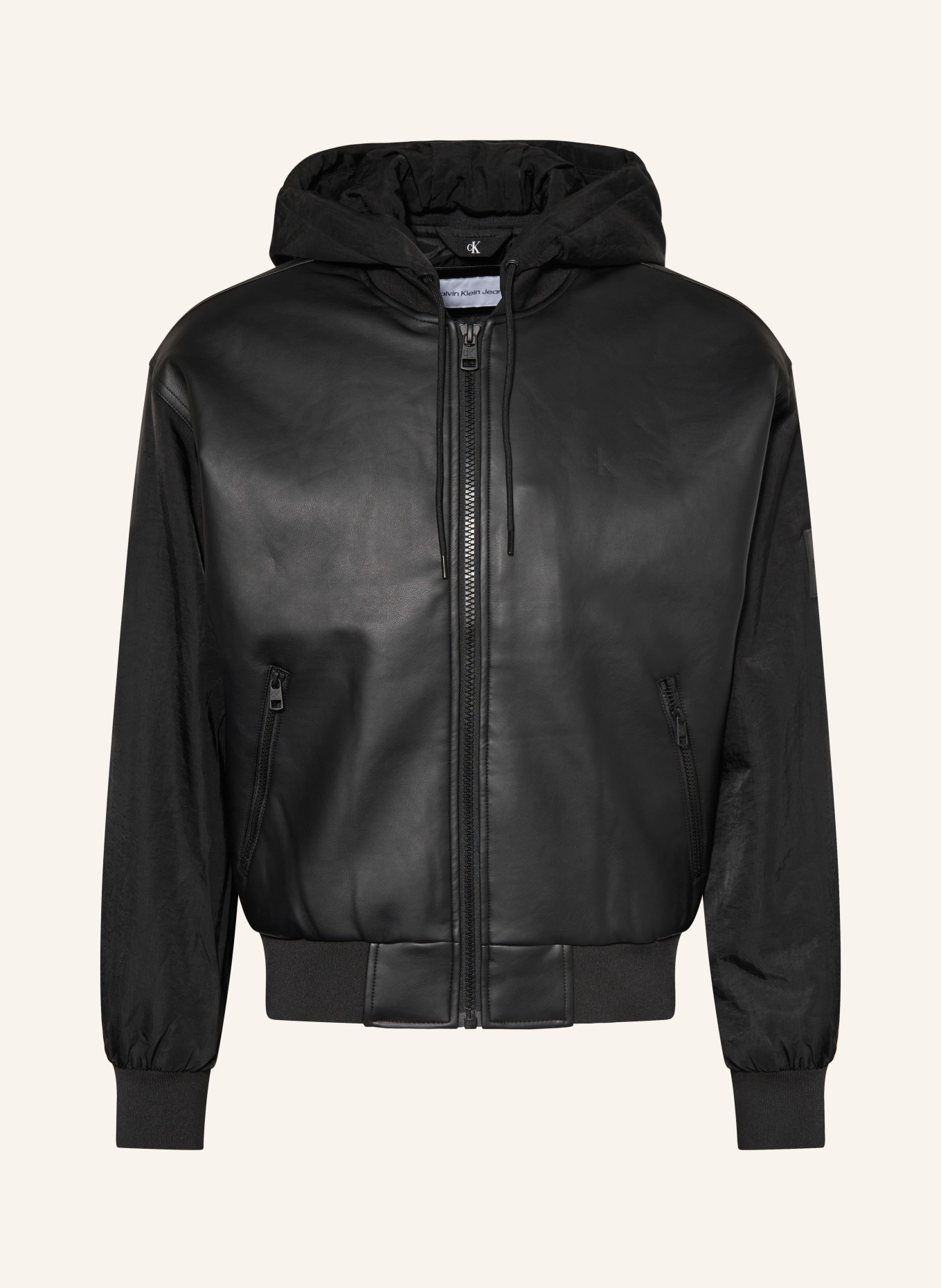 Calvin Klein Jeans Bomber jacket in mixed materials, Color: BLACK (Image 1)
