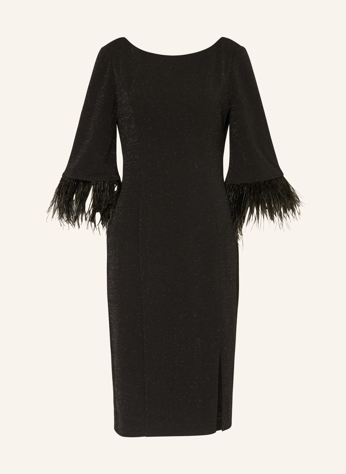 ADRIANNA PAPELL Cocktail dress with 3/4 sleeves and glitter thread, Color: BLACK (Image 1)