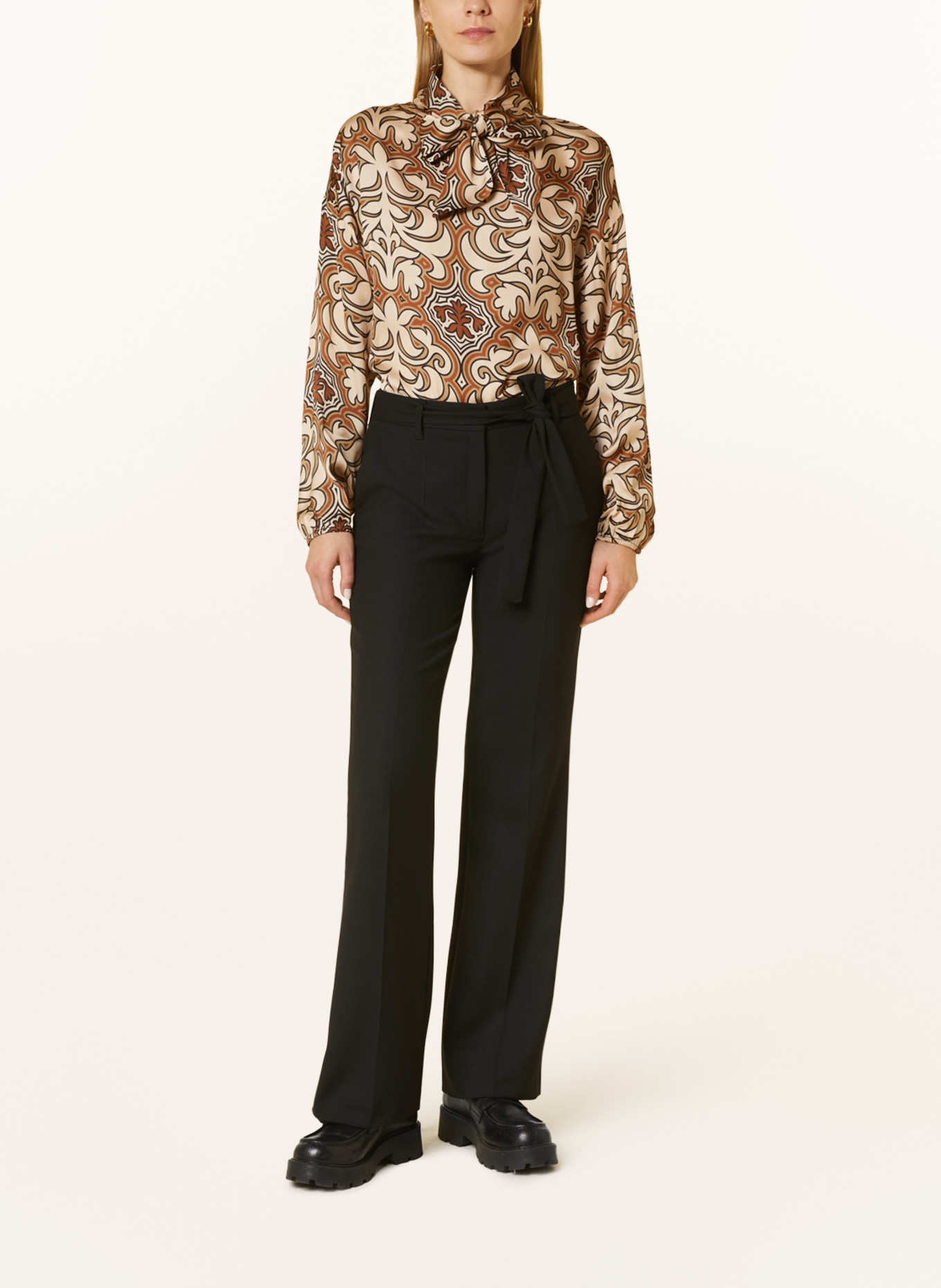 CARTOON Shirt blouse in satin, Color: COGNAC/ CREAM/ BEIGE (Image 2)