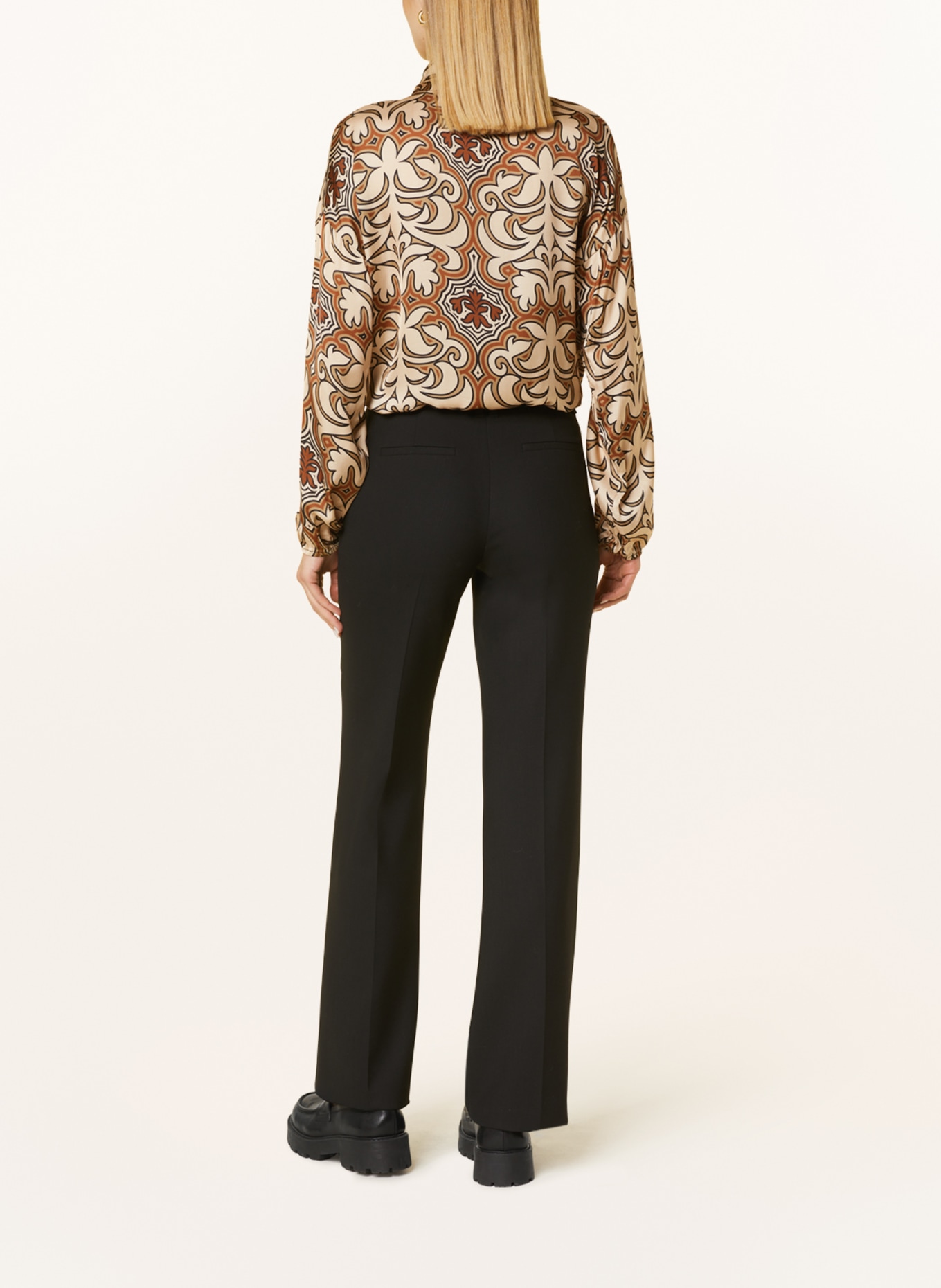 CARTOON Shirt blouse in satin, Color: COGNAC/ CREAM/ BEIGE (Image 3)