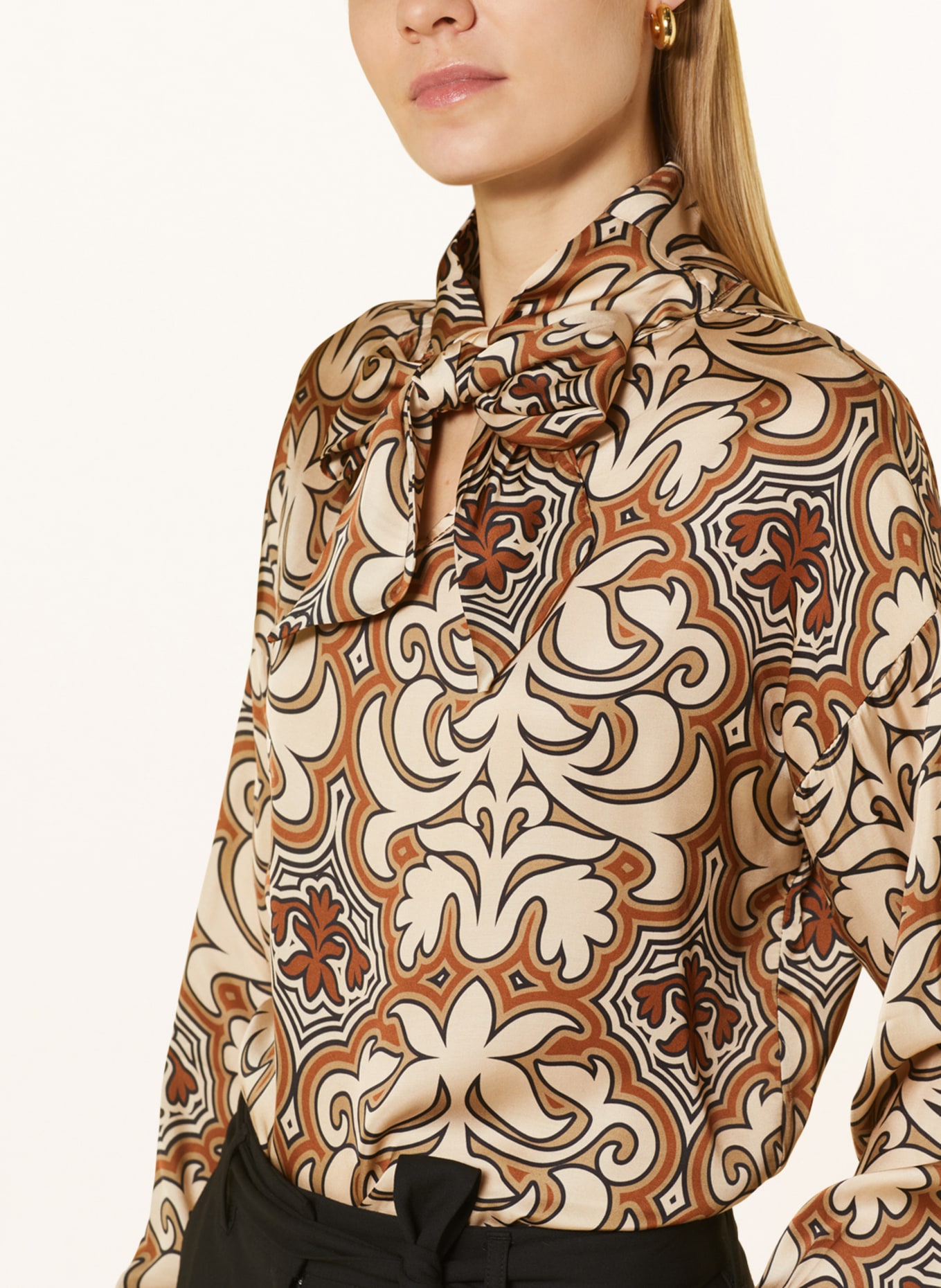 CARTOON Shirt blouse in satin, Color: COGNAC/ CREAM/ BEIGE (Image 4)