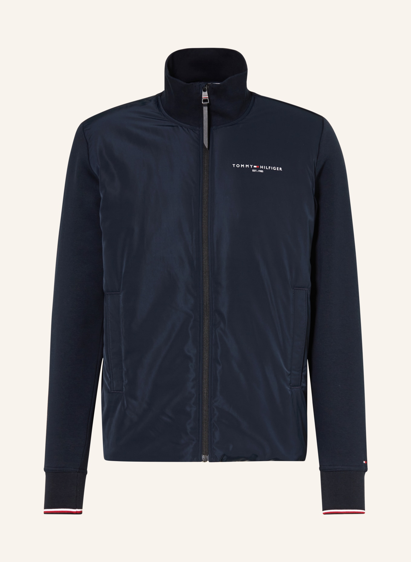 TOMMY HILFIGER Sweat jacket in mixed materials, Color: DARK BLUE (Image 1)