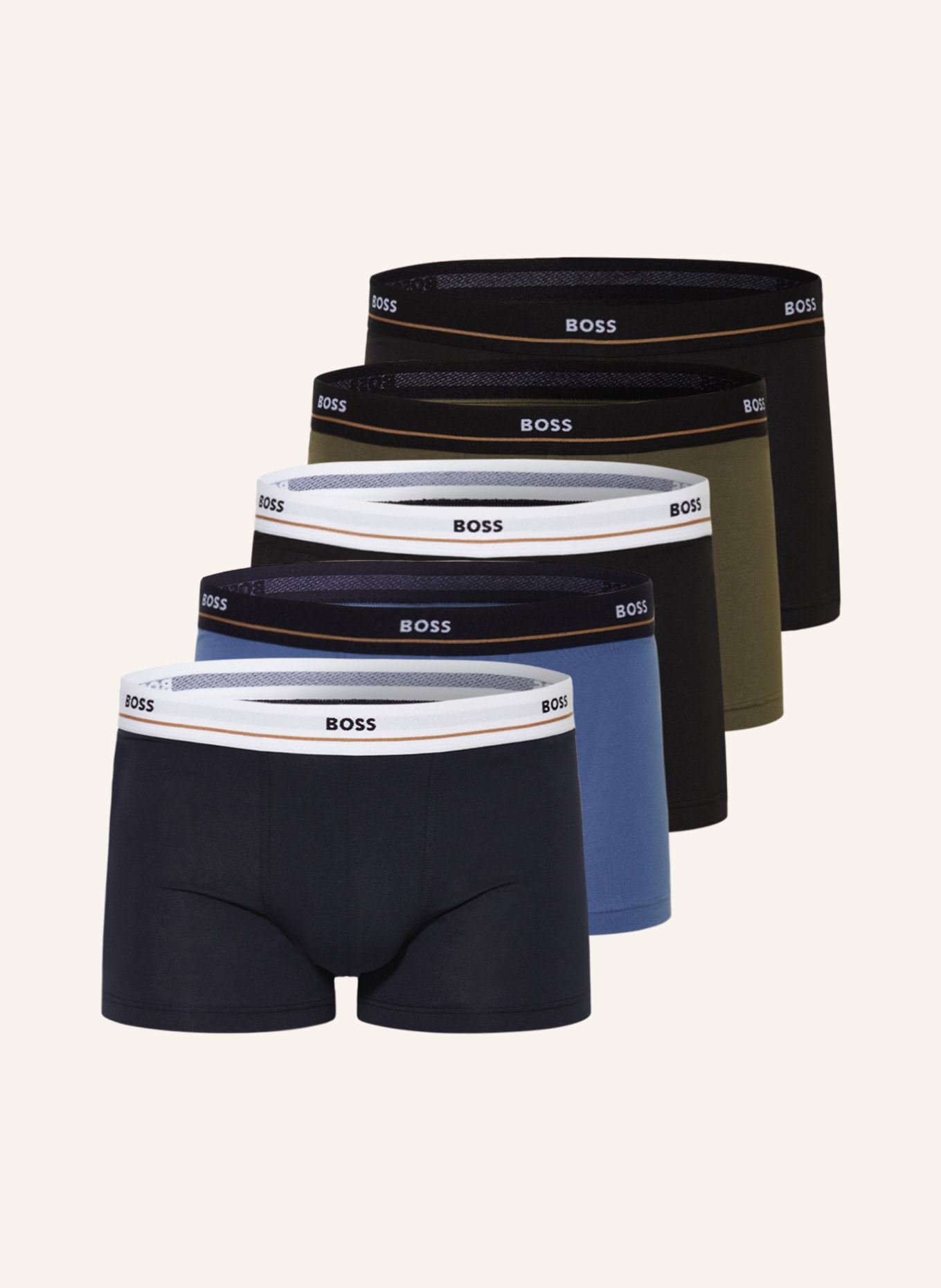 BOSS 5er-Pack Boxershorts, Farbe: SCHWARZ/ BLAU/ GRÜN (Bild 1)