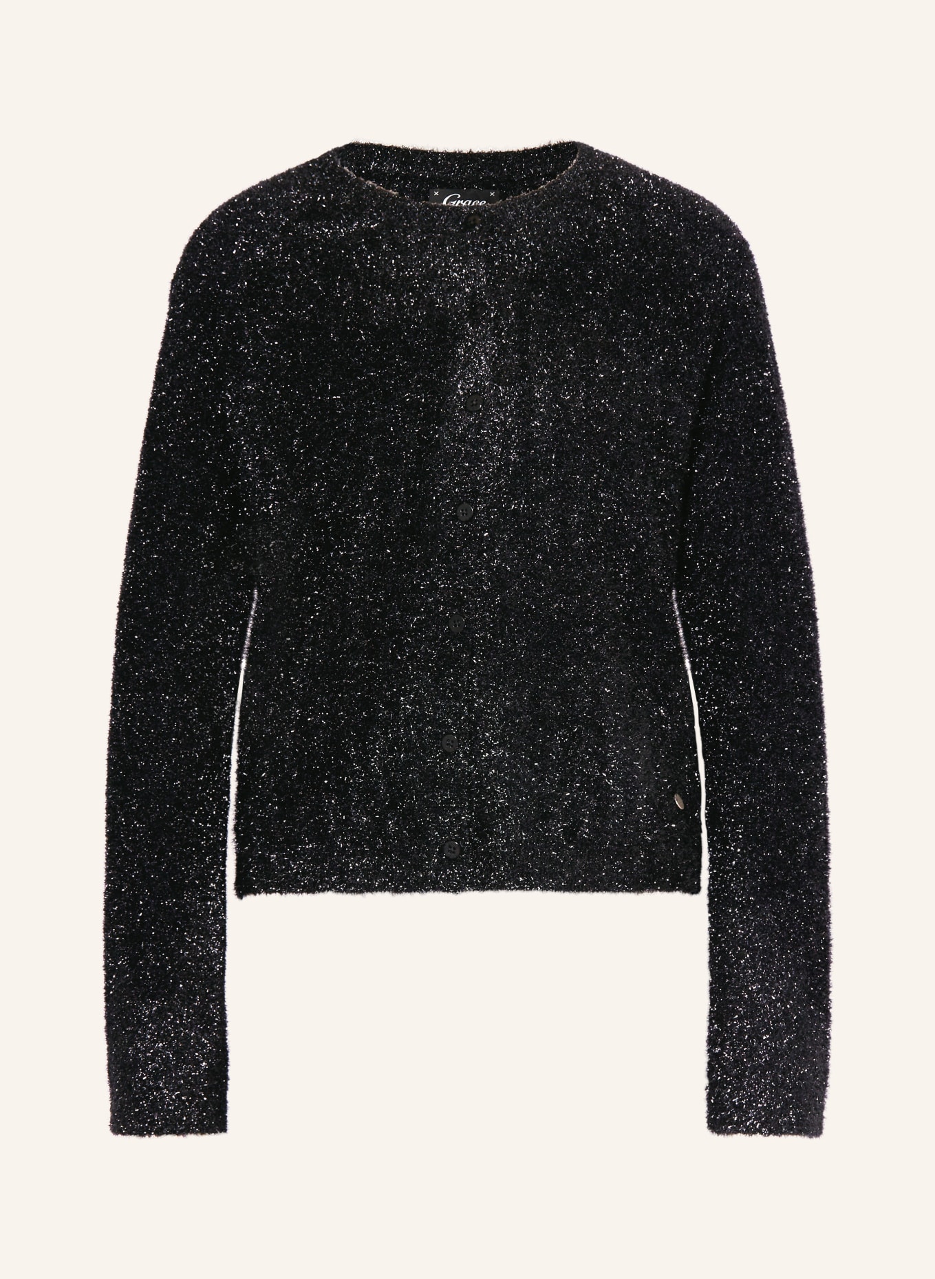 Grace Cardigan with glitter thread, Color: BLACK (Image 1)