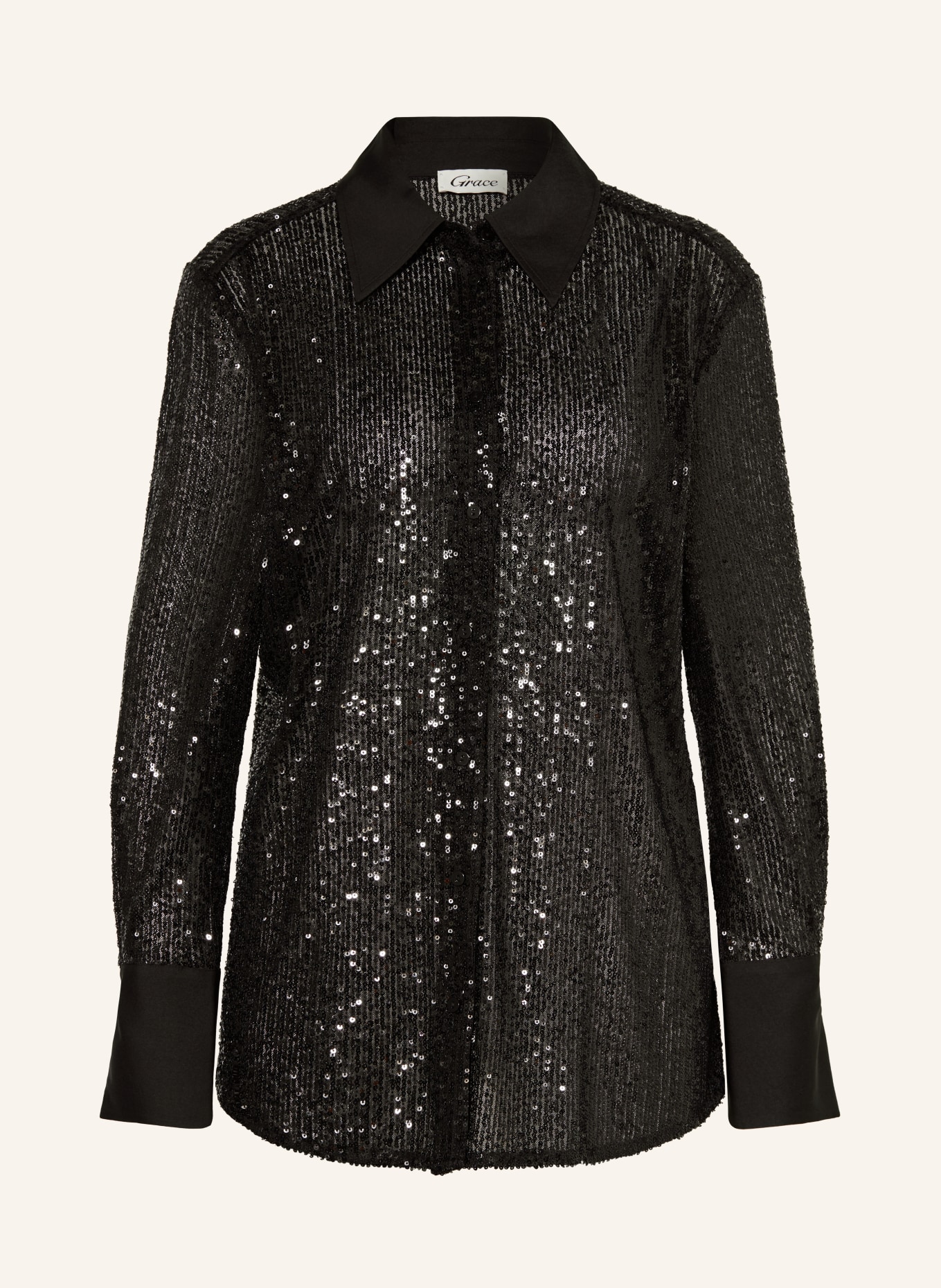 Grace Shirt blouse with sequins, Color: BLACK (Image 1)