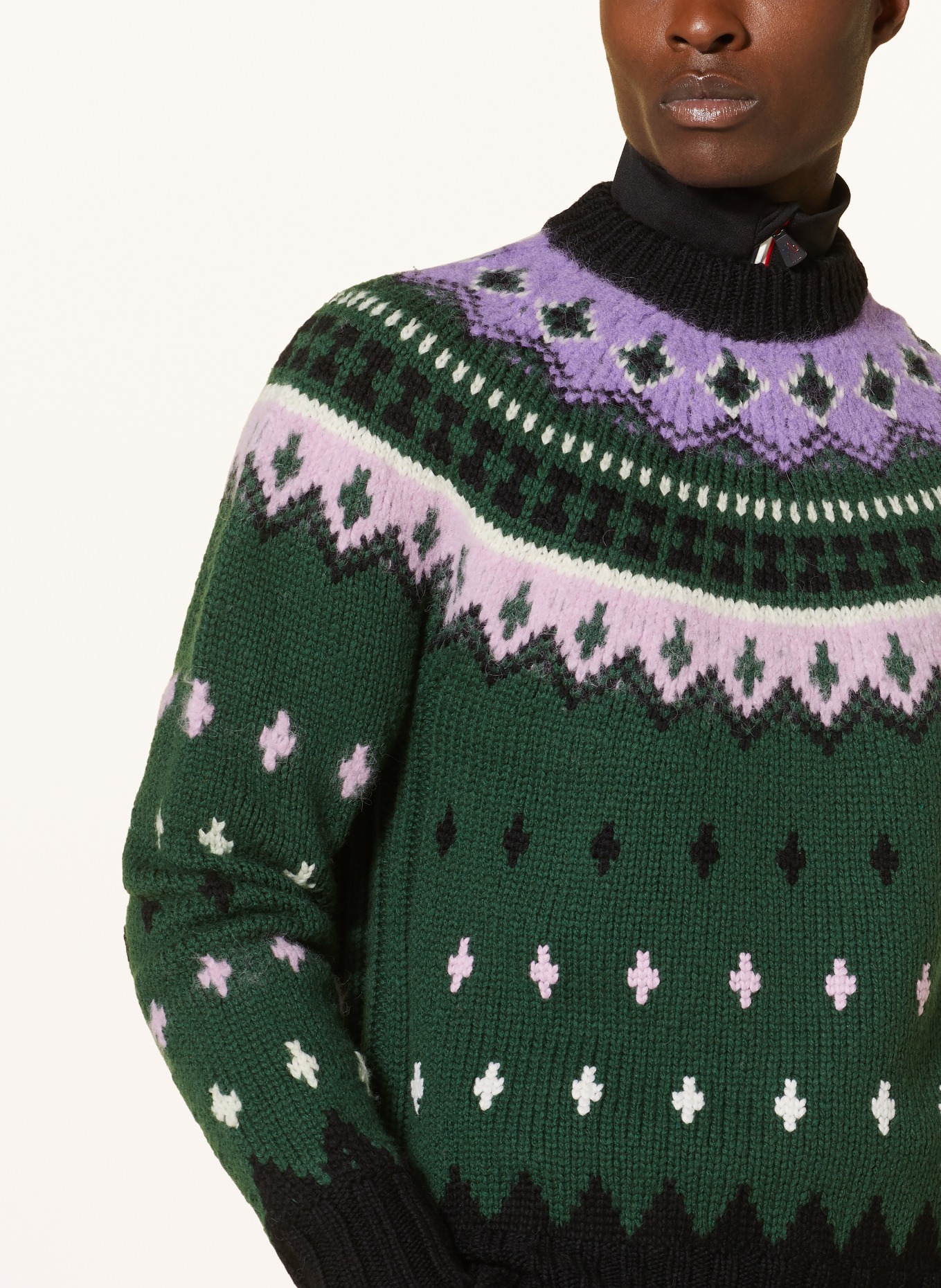 MONCLER GRENOBLE Sweater, Color: DARK GREEN/ PINK/ BLACK (Image 4)