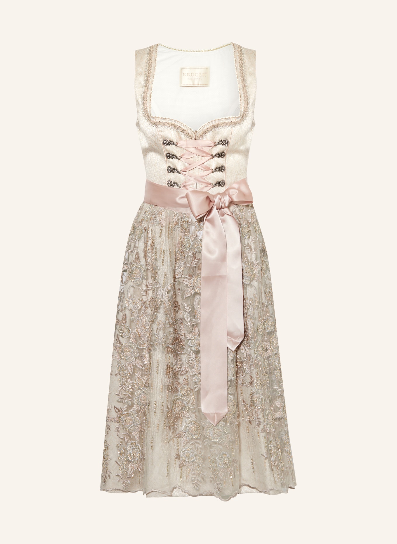 KRÜGER Dirndl JAEL with sequins and beading, Color: CREAM (Image 1)