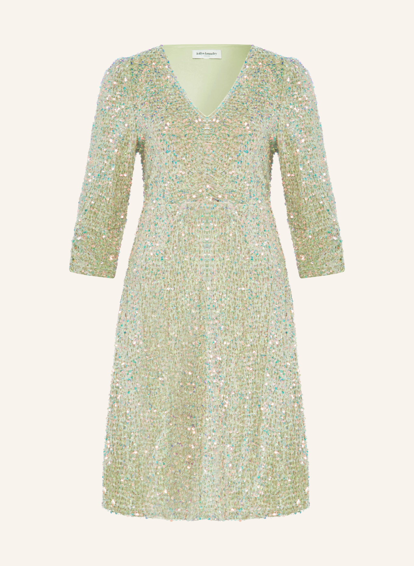 lollys laundry Dress HAVANNA with sequins and 3/4 sleeves, Color: LIGHT GREEN/ MINT (Image 1)