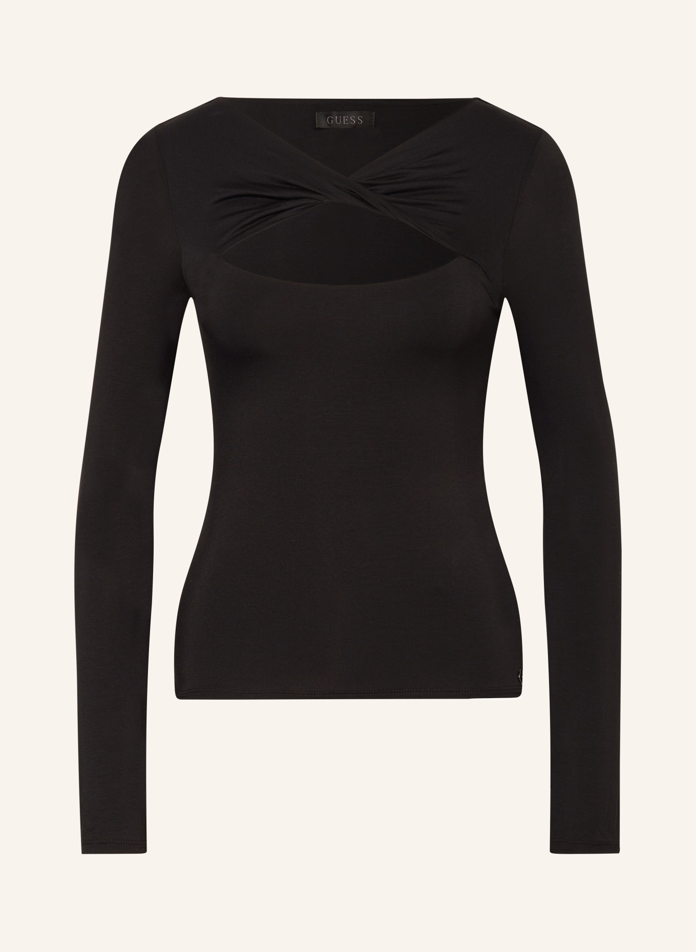 GUESS Long sleeve shirt YOKE MENA with cut-out, Color: BLACK (Image 1)