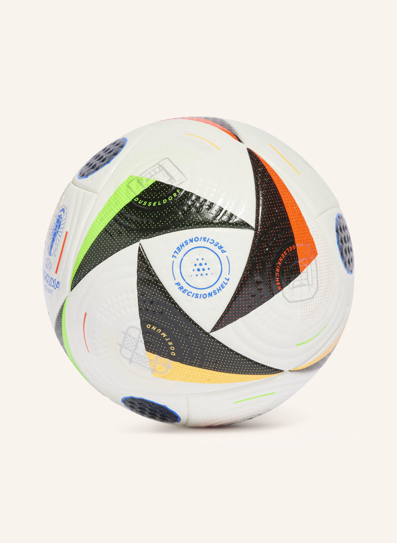 adidas Piłka nożna EURO24 PRO, Kolor: KREMOWY/ CZARNY/ JASKRAWY POMARAŃCZOWY (Obrazek 2)