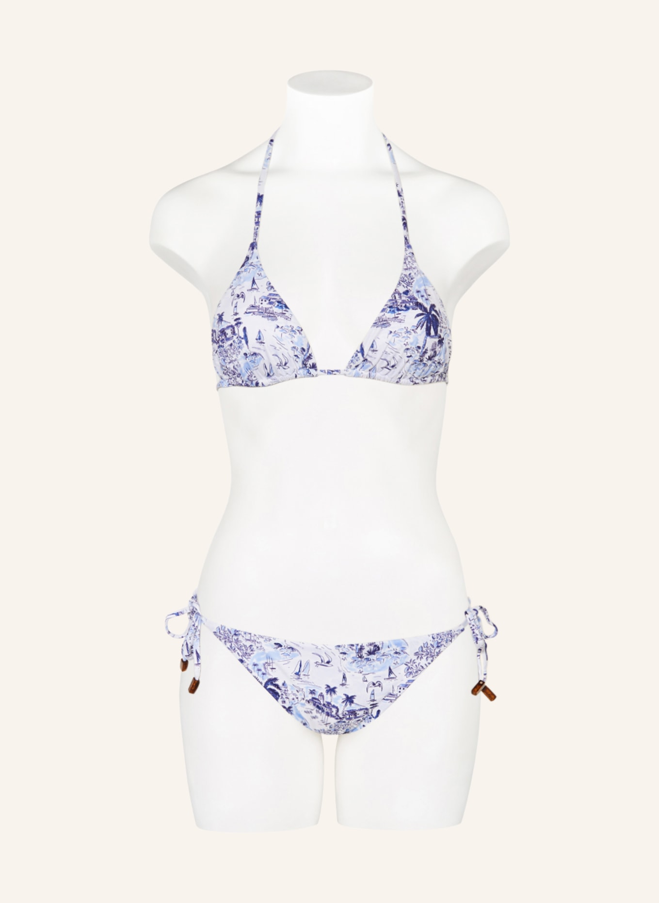 VILEBREQUIN Triangel-Bikini-Top RIVIERA FLEUR, Farbe: WEISS/ DUNKELBLAU/ HELLBLAU (Bild 2)