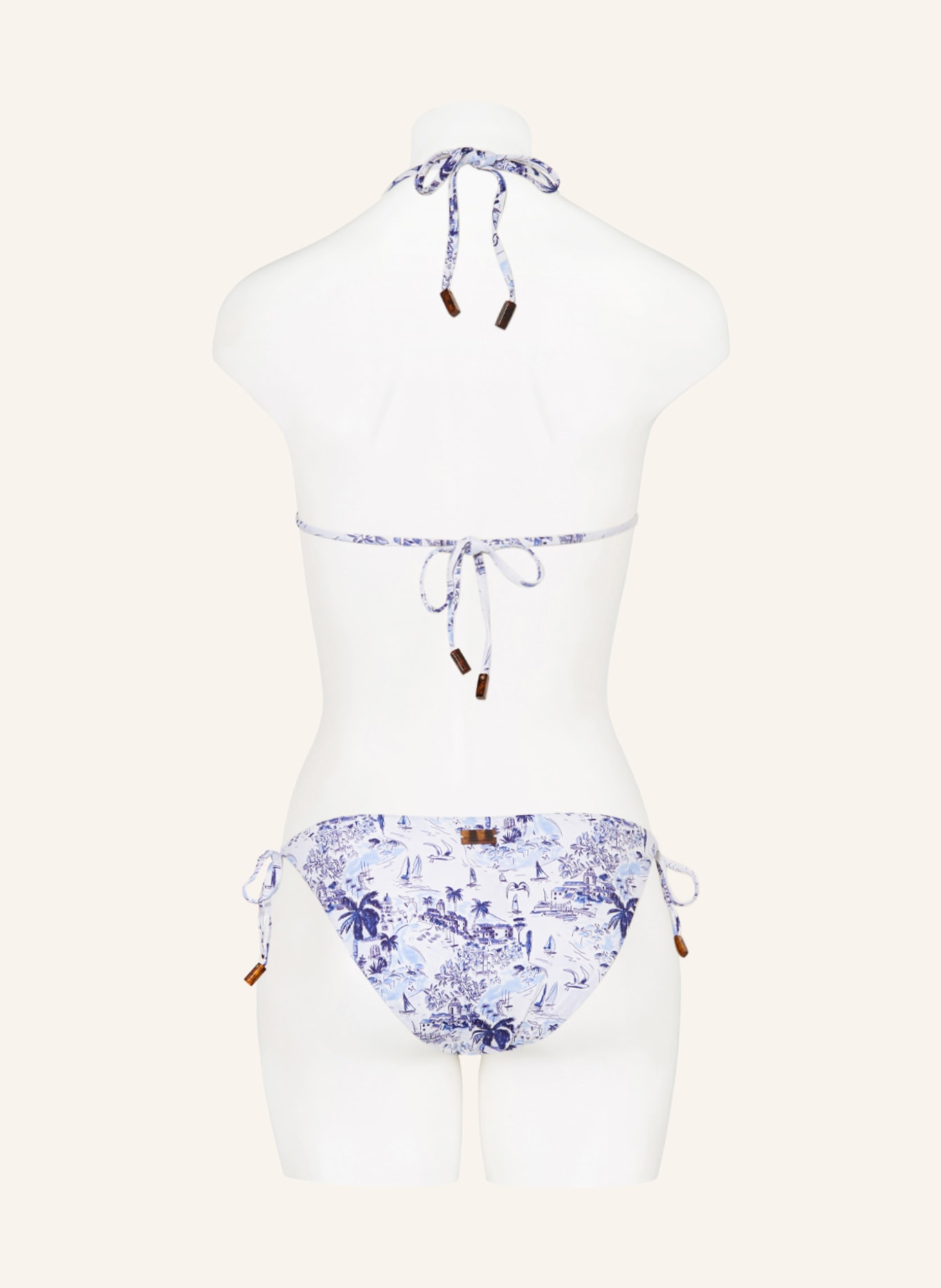 VILEBREQUIN Triangle bikini top RIVIERA FLEUR, Color: WHITE/ DARK BLUE/ LIGHT BLUE (Image 3)