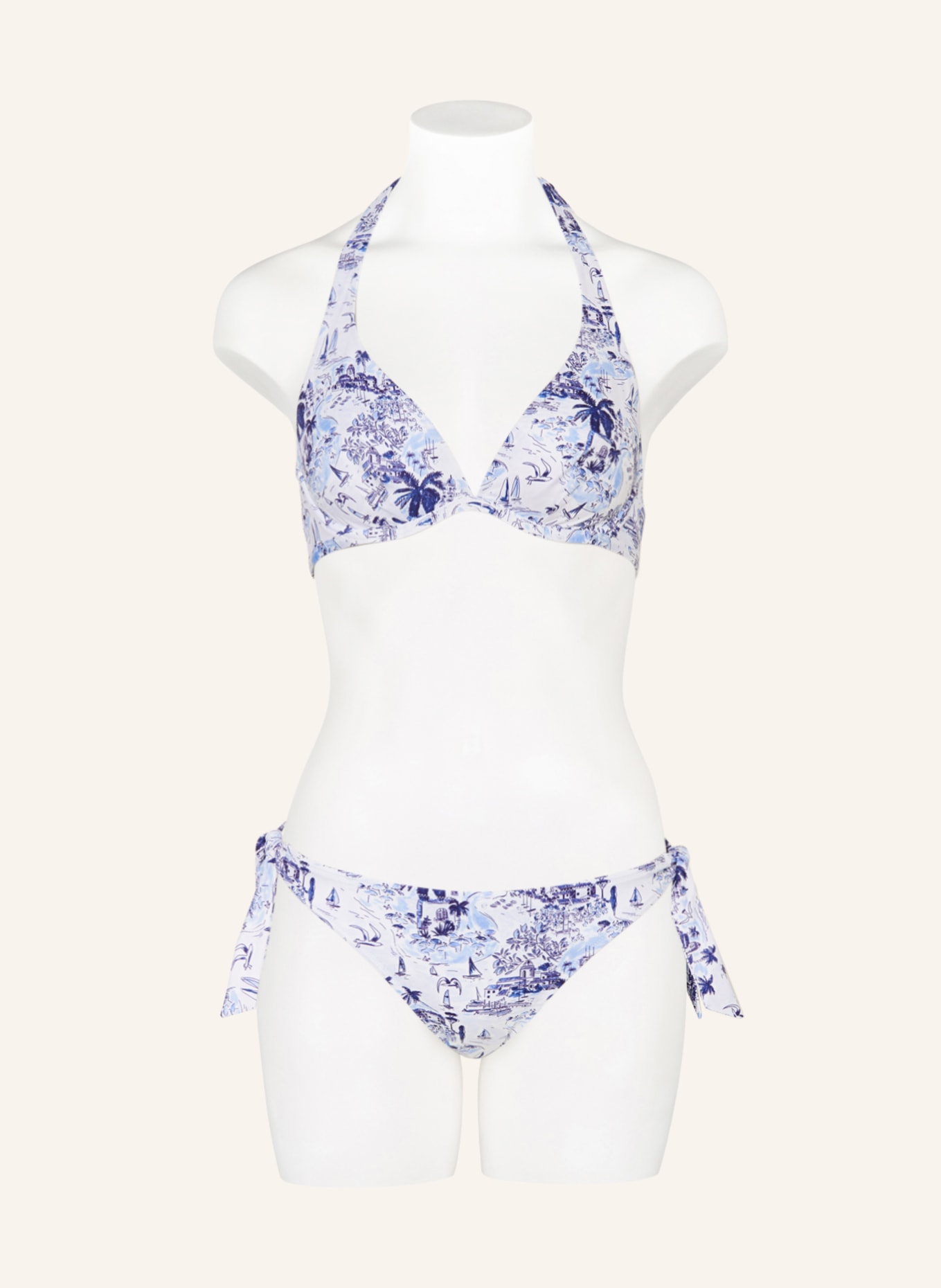 VILEBREQUIN Triangel-Bikini-Hose RIVIERA FLAMME, Farbe: WEISS/ DUNKELBLAU/ HELLBLAU (Bild 2)