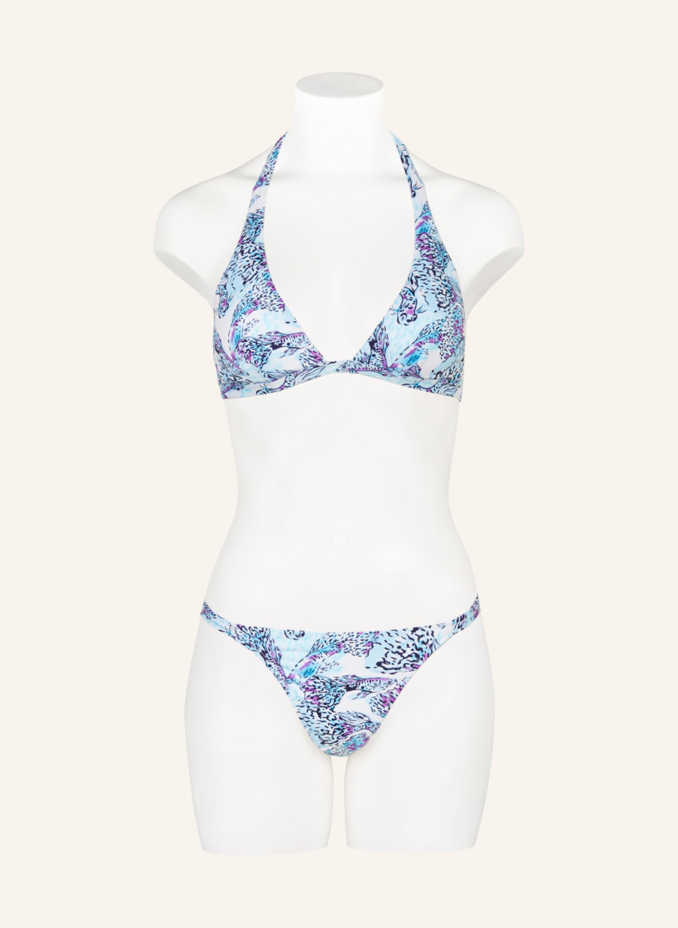 VILEBREQUIN Triangle bikini top ISADORA FISH FLECHE, Color: WHITE/ TURQUOISE/ PURPLE (Image 2)