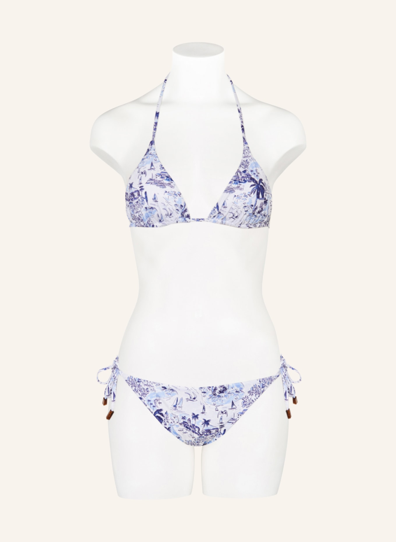 VILEBREQUIN Triangle bikini bottoms RIVIERA FLORE, Color: WHITE/ DARK BLUE/ LIGHT BLUE (Image 2)