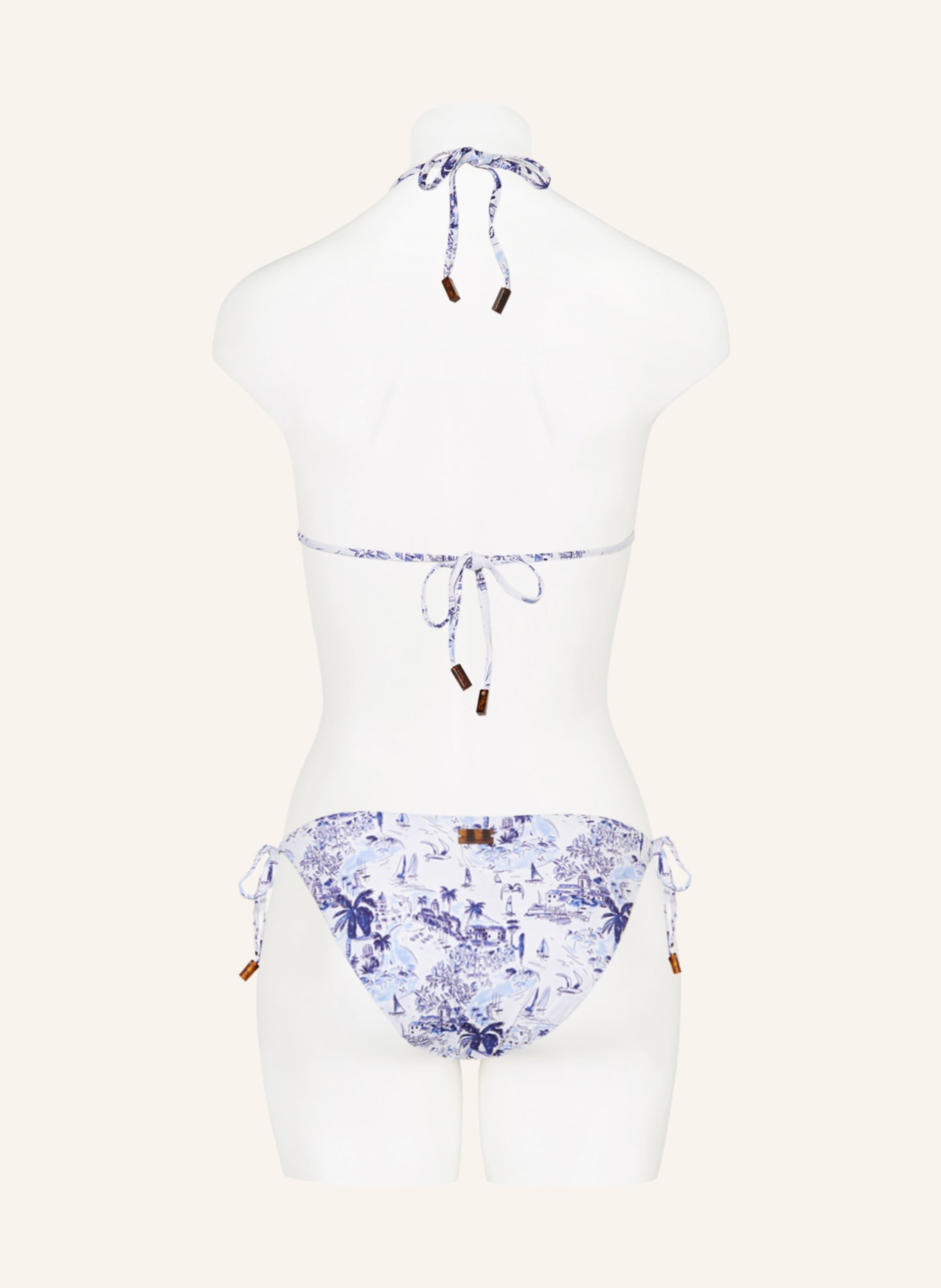 VILEBREQUIN Triangle bikini bottoms RIVIERA FLORE, Color: WHITE/ DARK BLUE/ LIGHT BLUE (Image 3)