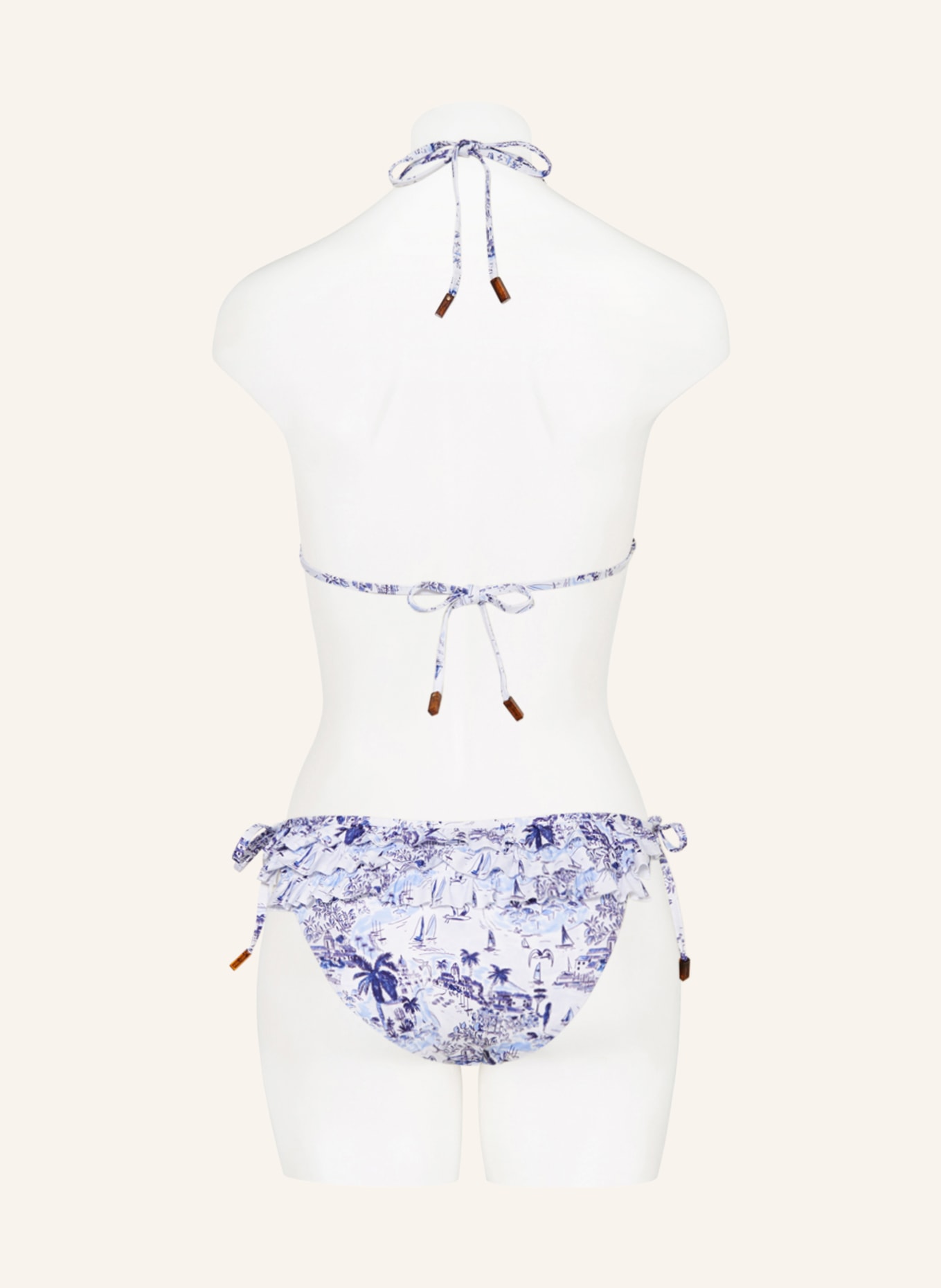 VILEBREQUIN Triangle bikini bottoms RIVIERA FLORLY, Color: WHITE/ DARK BLUE/ LIGHT BLUE (Image 3)