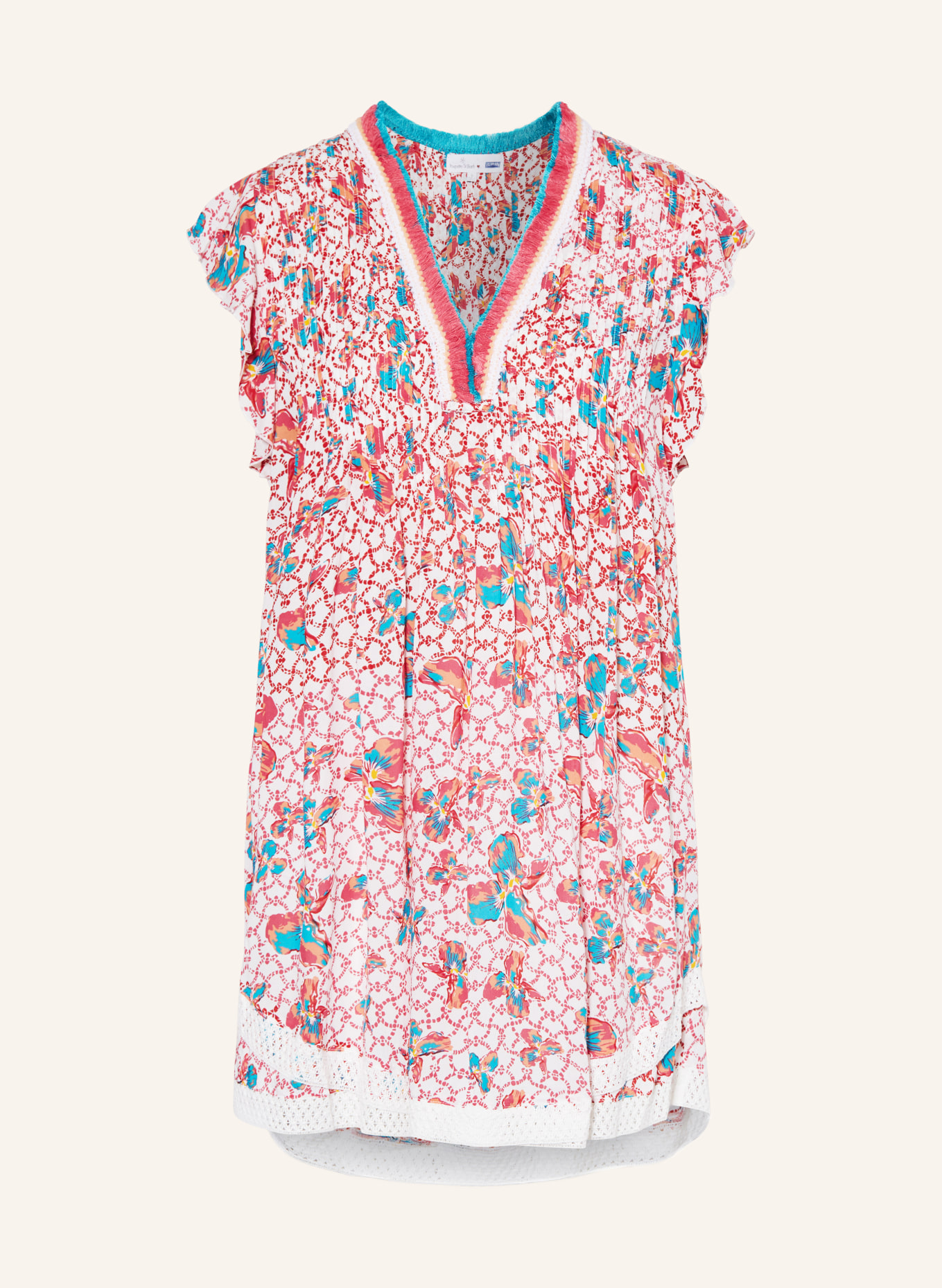 VILEBREQUIN Beach dress SASHA, Color: WHITE/ TURQUOISE/ KHAKI (Image 1)