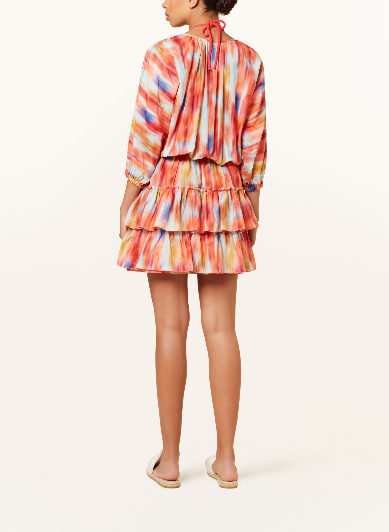 VILEBREQUIN Beach dress IKAT FLOWERS LAURIANE with silk and 3/4 sleeves, Color: ORANGE/ TURQUOISE/ PURPLE (Image 3)