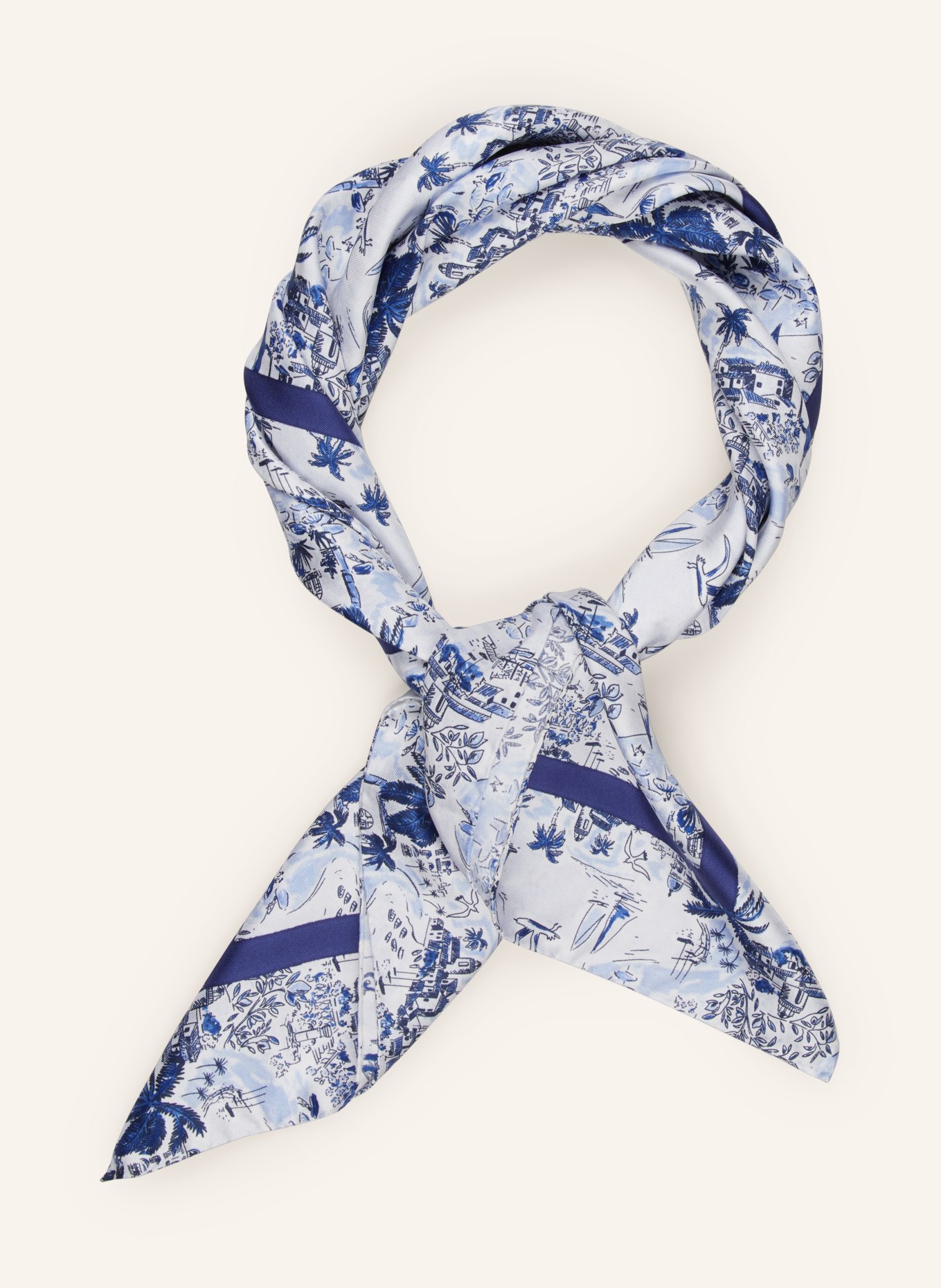 VILEBREQUIN Silk scarf RIVIERA CARRE9, Color: LIGHT BLUE/ BLUE (Image 2)