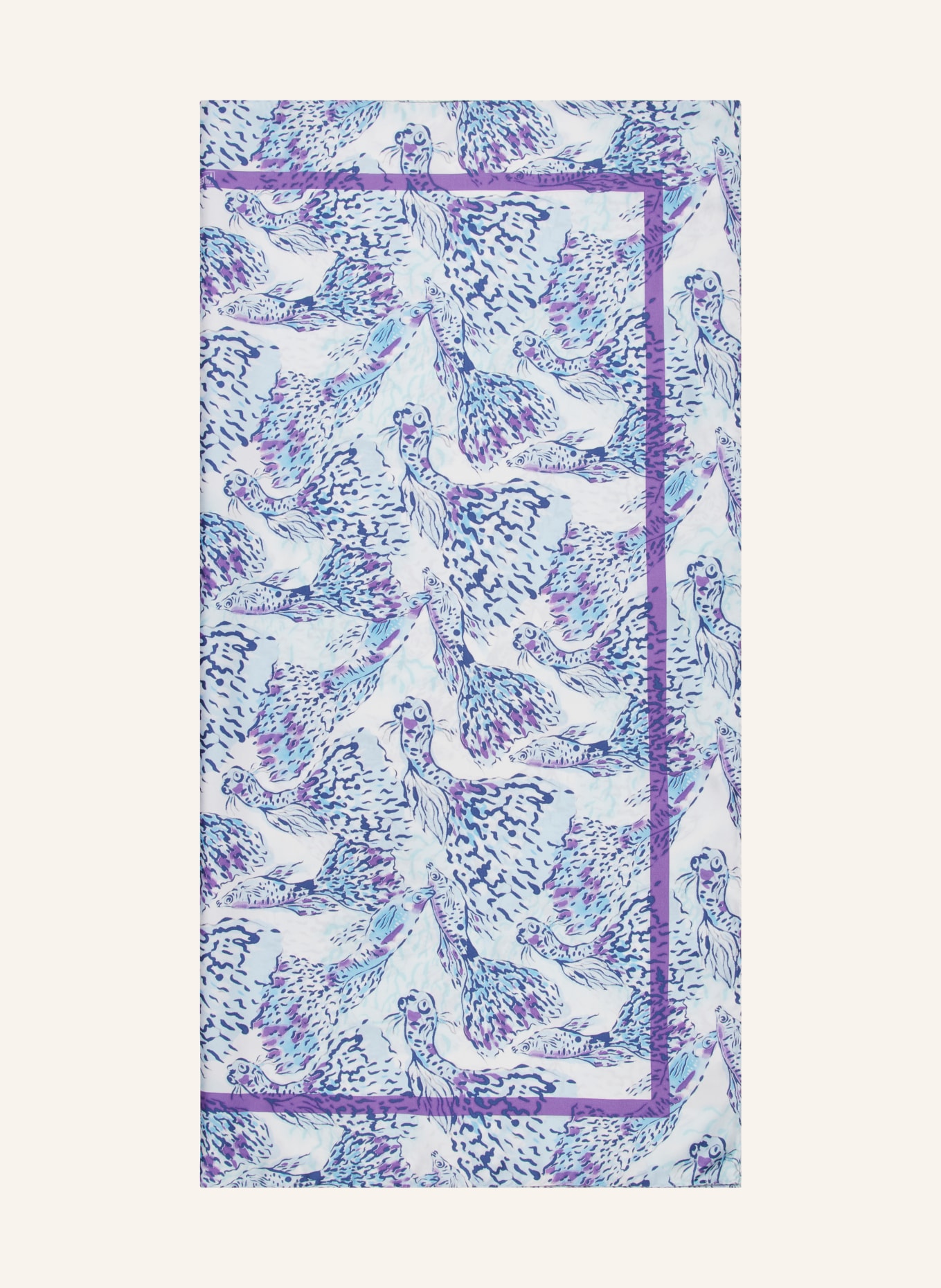 VILEBREQUIN Silk scarf ISADORA FISH CARRE9, Color: WHITE/ BLUE/ PURPLE (Image 1)