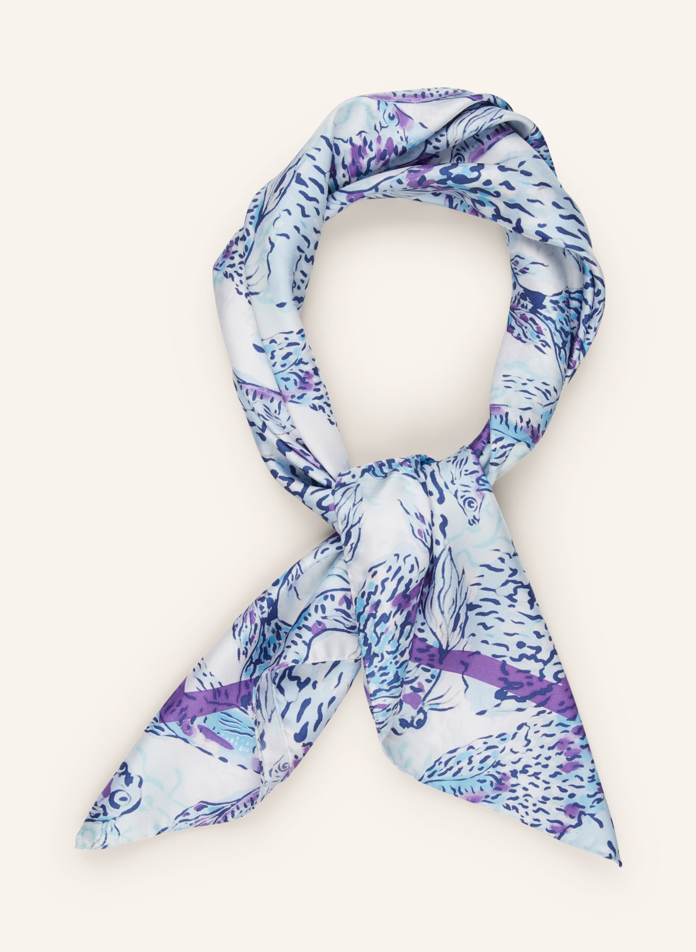 VILEBREQUIN Silk scarf ISADORA FISH CARRE9, Color: WHITE/ BLUE/ PURPLE (Image 2)
