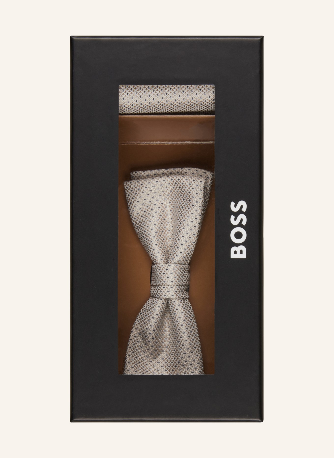 BOSS Set BOWT: Bow tie and pocket square with gift box, Color: WHITE/ CREAM (Image 5)