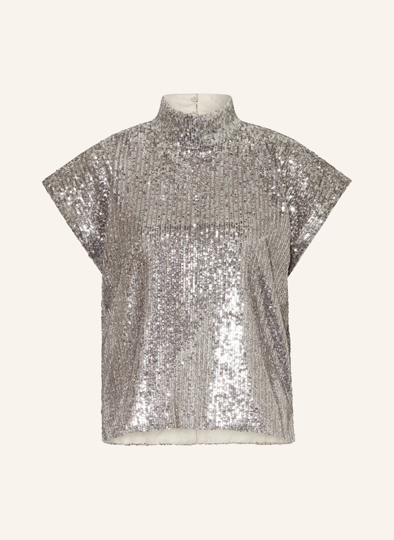 DRYKORN Blouse top ALARIA with sequins, Color: SILVER (Image 1)