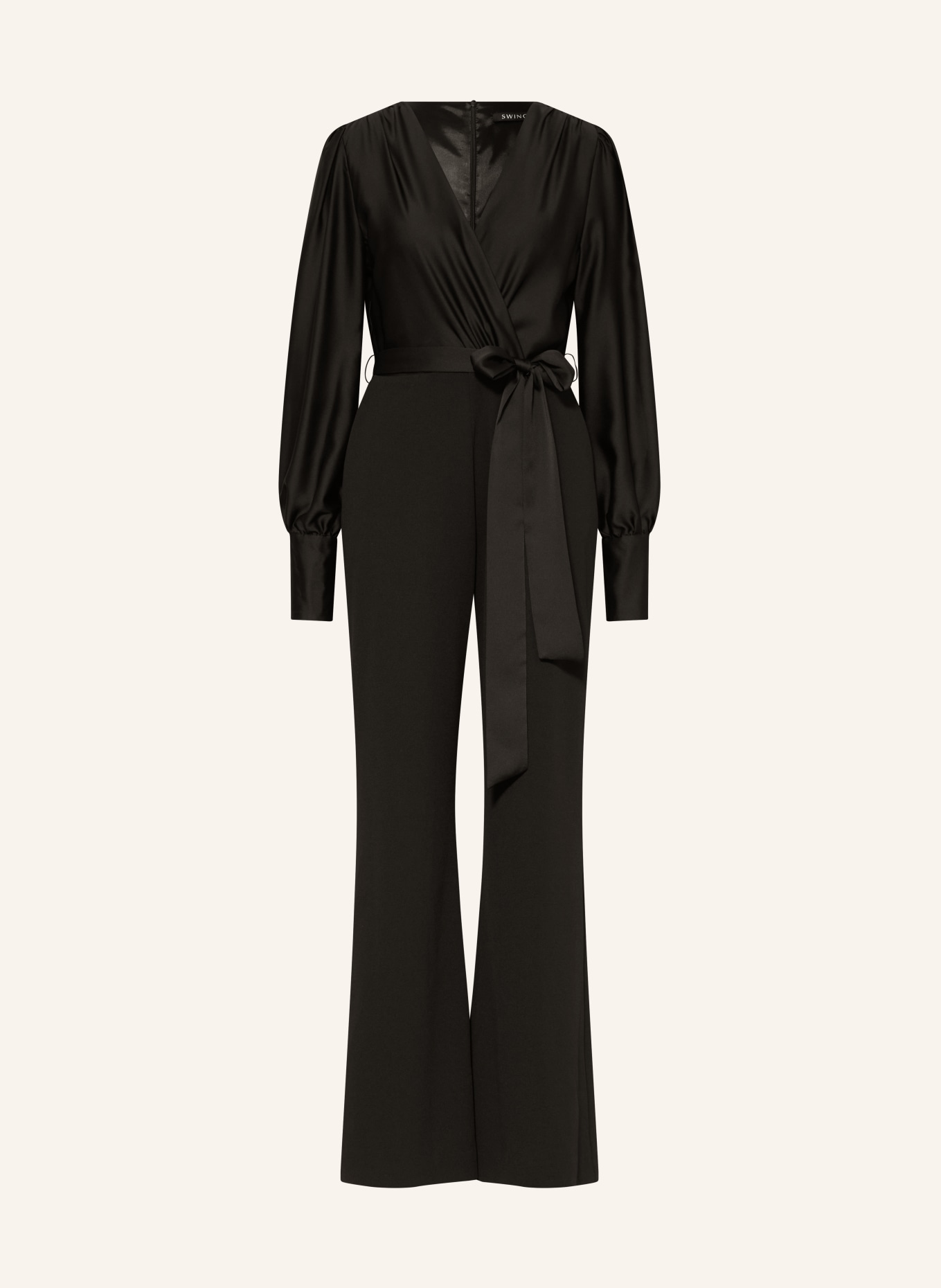 SWING Jumpsuit in mixed materials, Color: BLACK (Image 1)