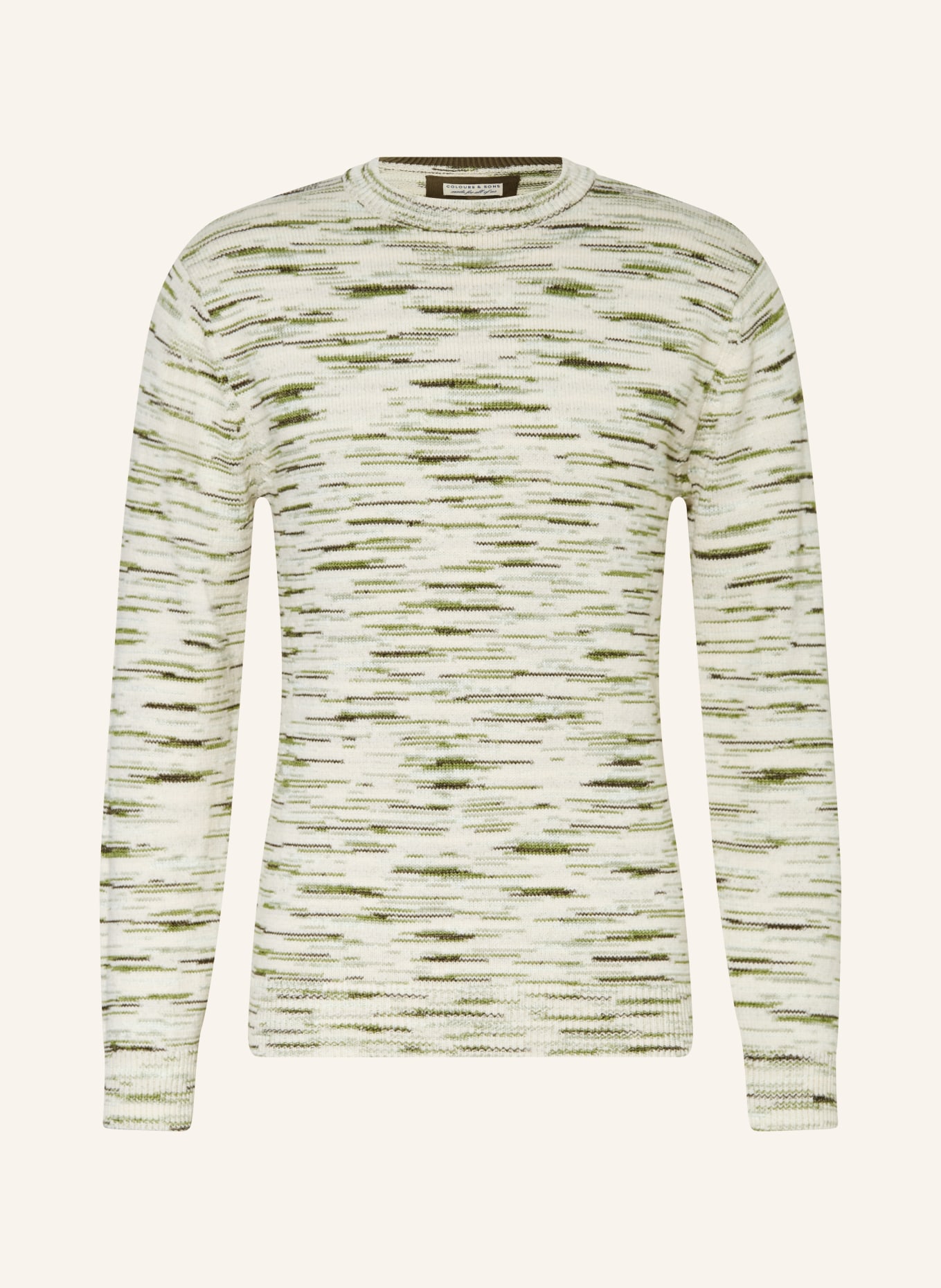 COLOURS & SONS Sweater, Color: ECRU/ GREEN (Image 1)