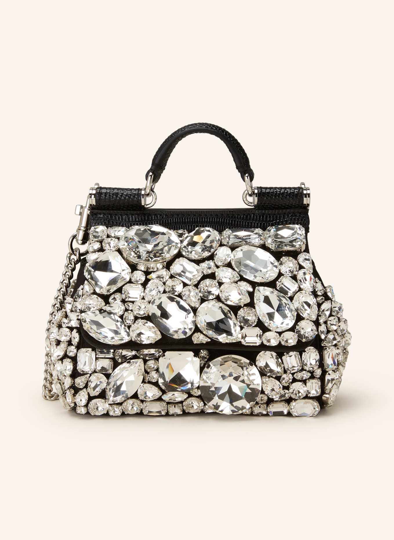 DOLCE & GABBANA Handbag SICILY with decorative gems, Color: BLACK/ WHITE GOLD (Image 1)
