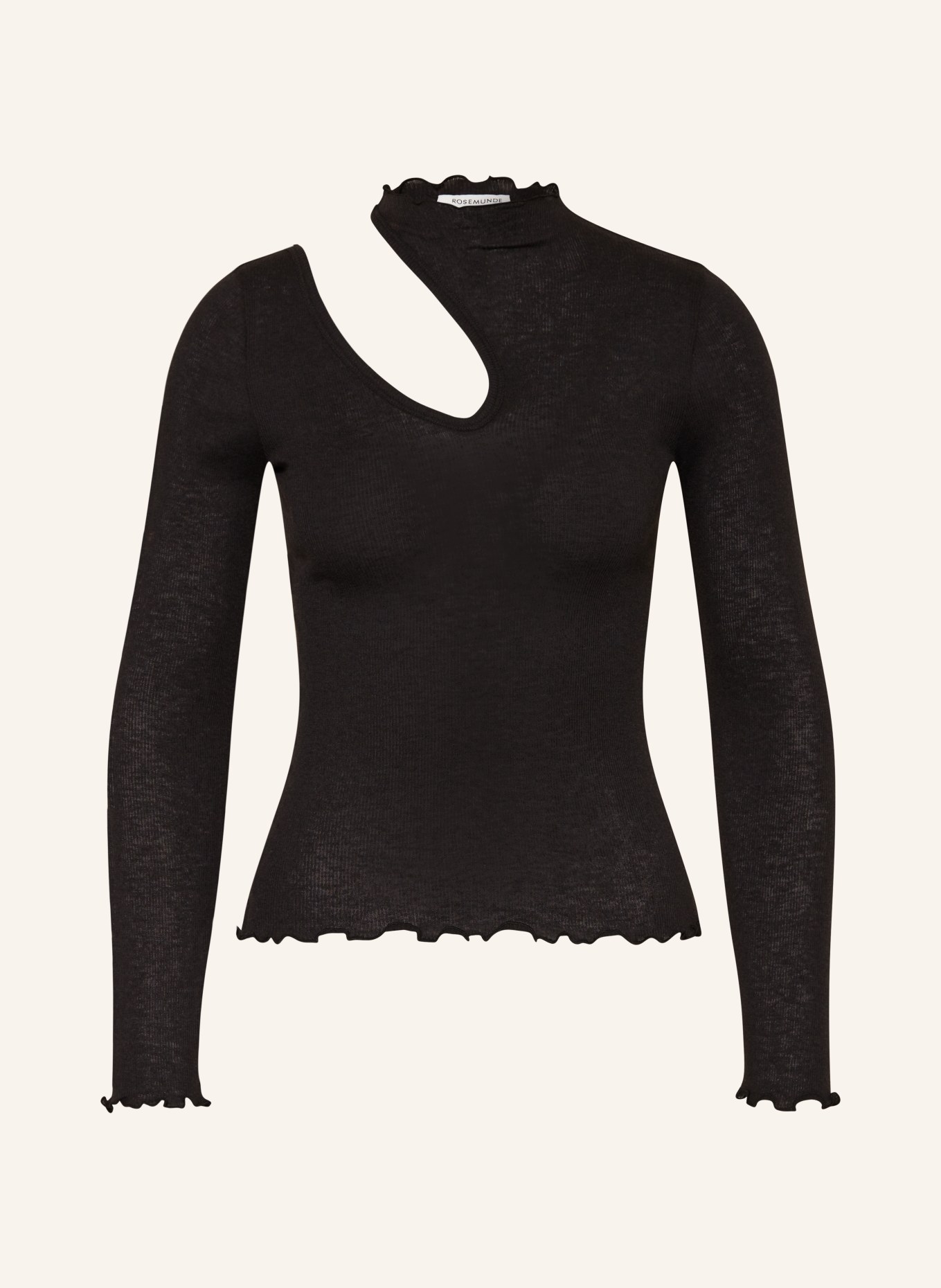 rosemunde Long sleeve shirt with cut-out, Color: BLACK (Image 1)