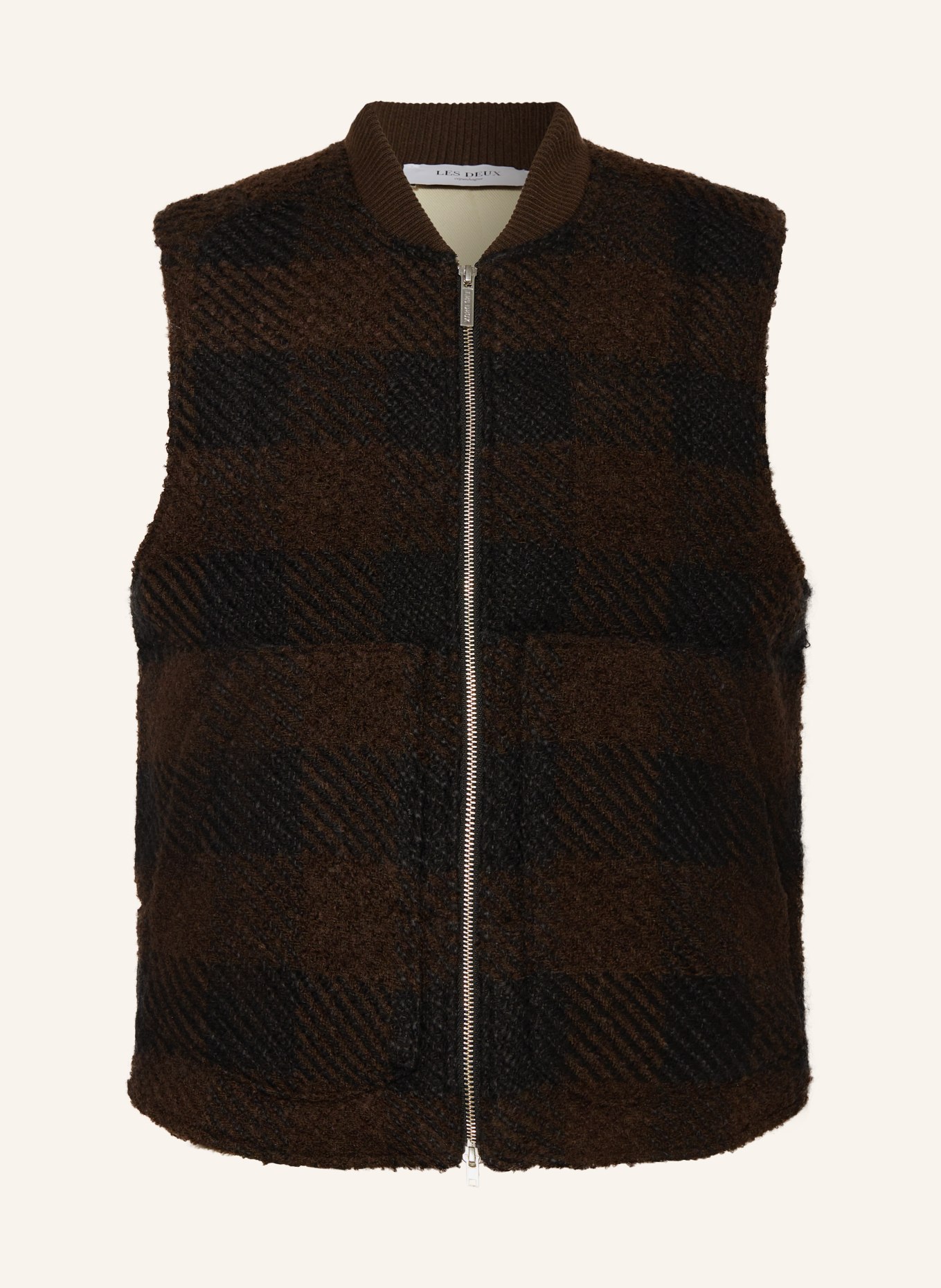 LES DEUX Bouclé vest MICHEL, Color: BLACK/ BROWN (Image 1)