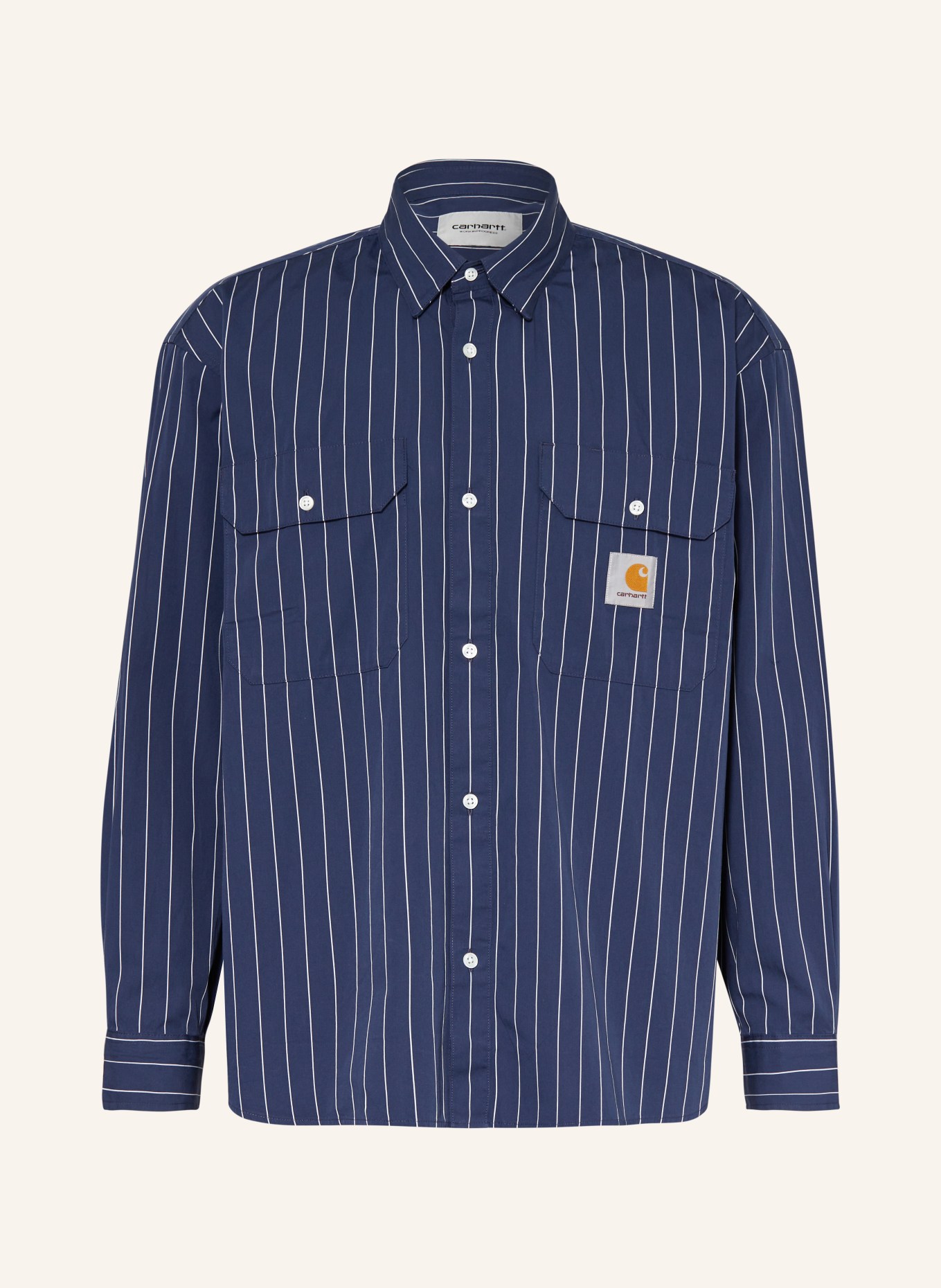 carhartt WIP Overshirt ORLEAN comfort fit, Color: DARK BLUE/ WHITE (Image 1)