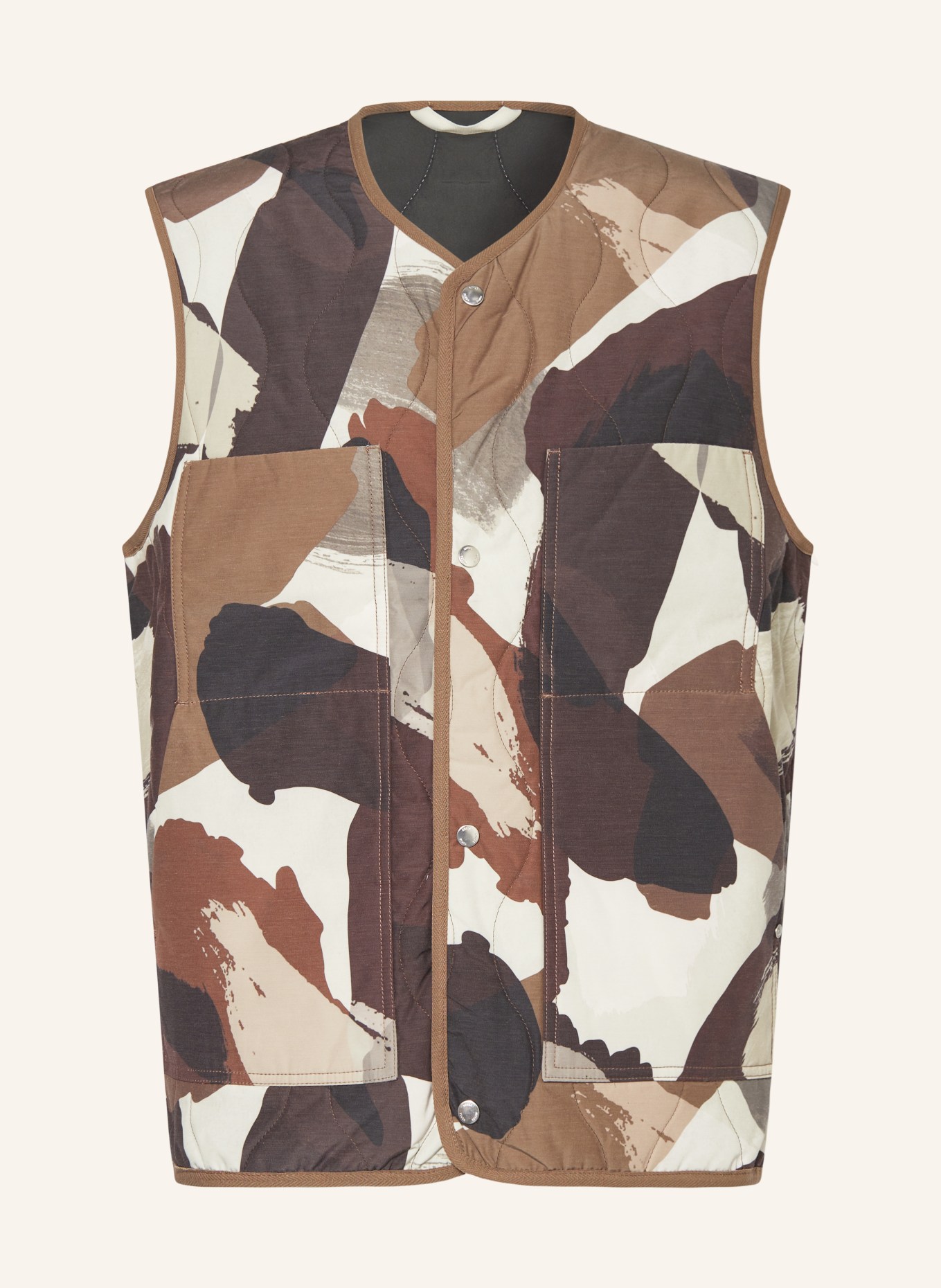 NORSE PROJECTS Quilted vest PETER, Color: DARK BROWN/ BROWN/ BEIGE (Image 1)