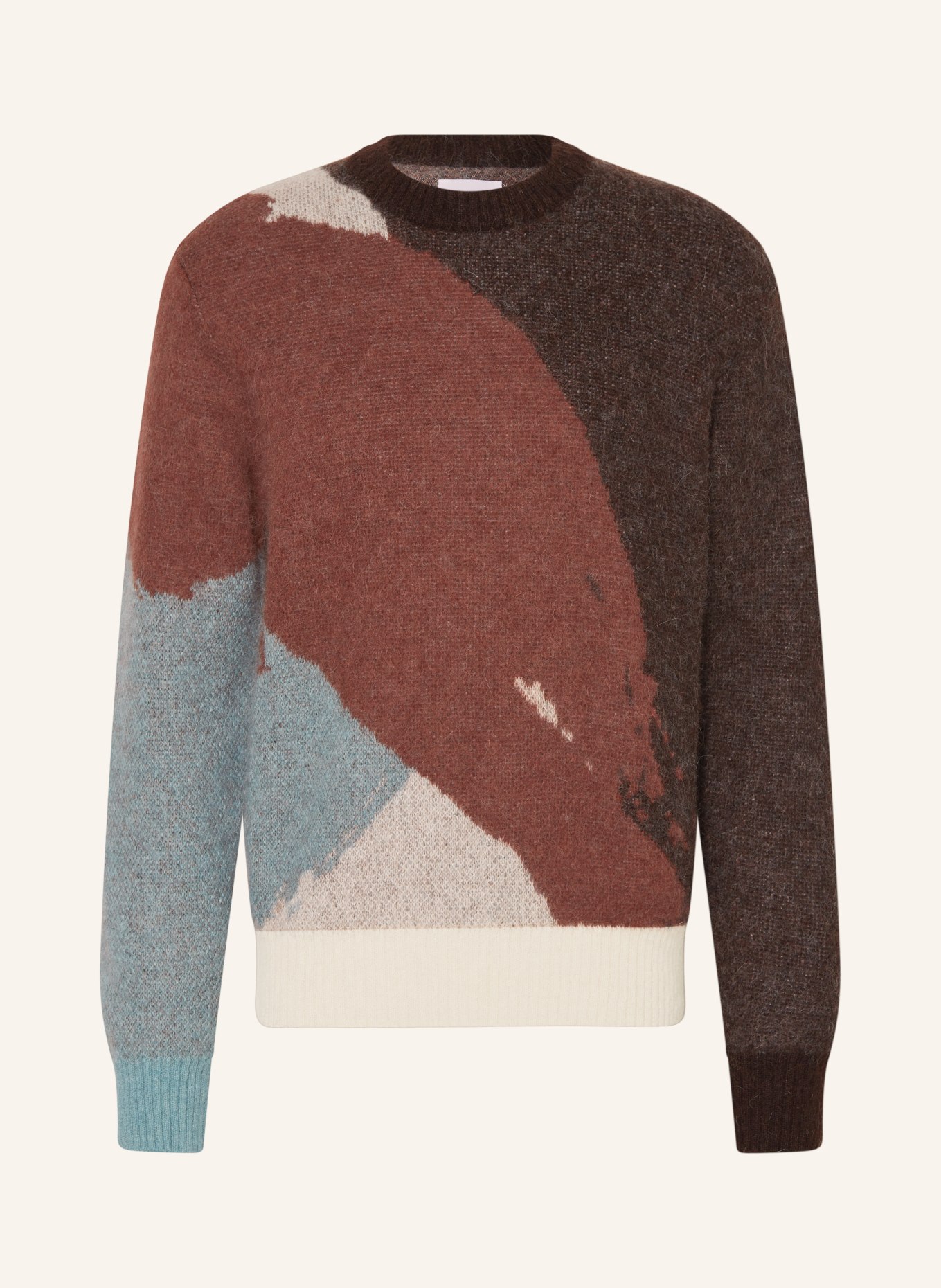 NORSE PROJECTS Sweater ARLID with alpaca and mohair, Color: DARK BROWN/ BEIGE/ MINT (Image 1)