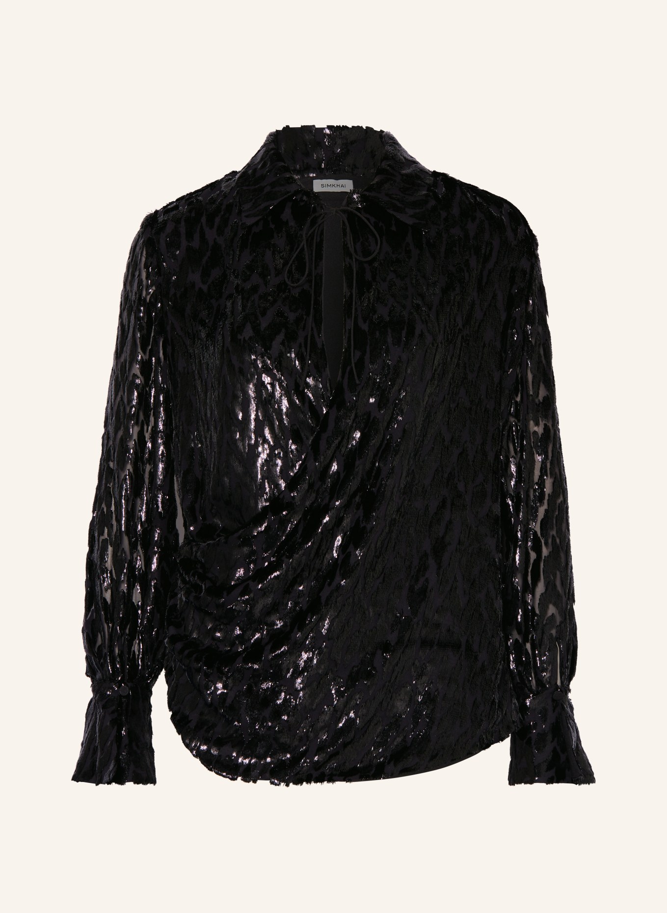 SIMKHAI Shirt blouse LUELLA with silk and glitter thread, Color: BLACK (Image 1)