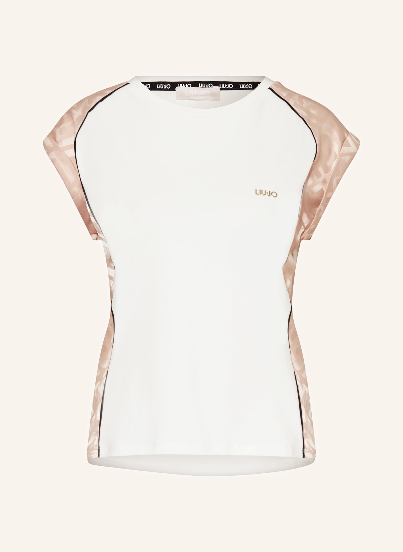 LIU JO T-shirt in mixed materials, Color: WHITE/ PINK (Image 1)