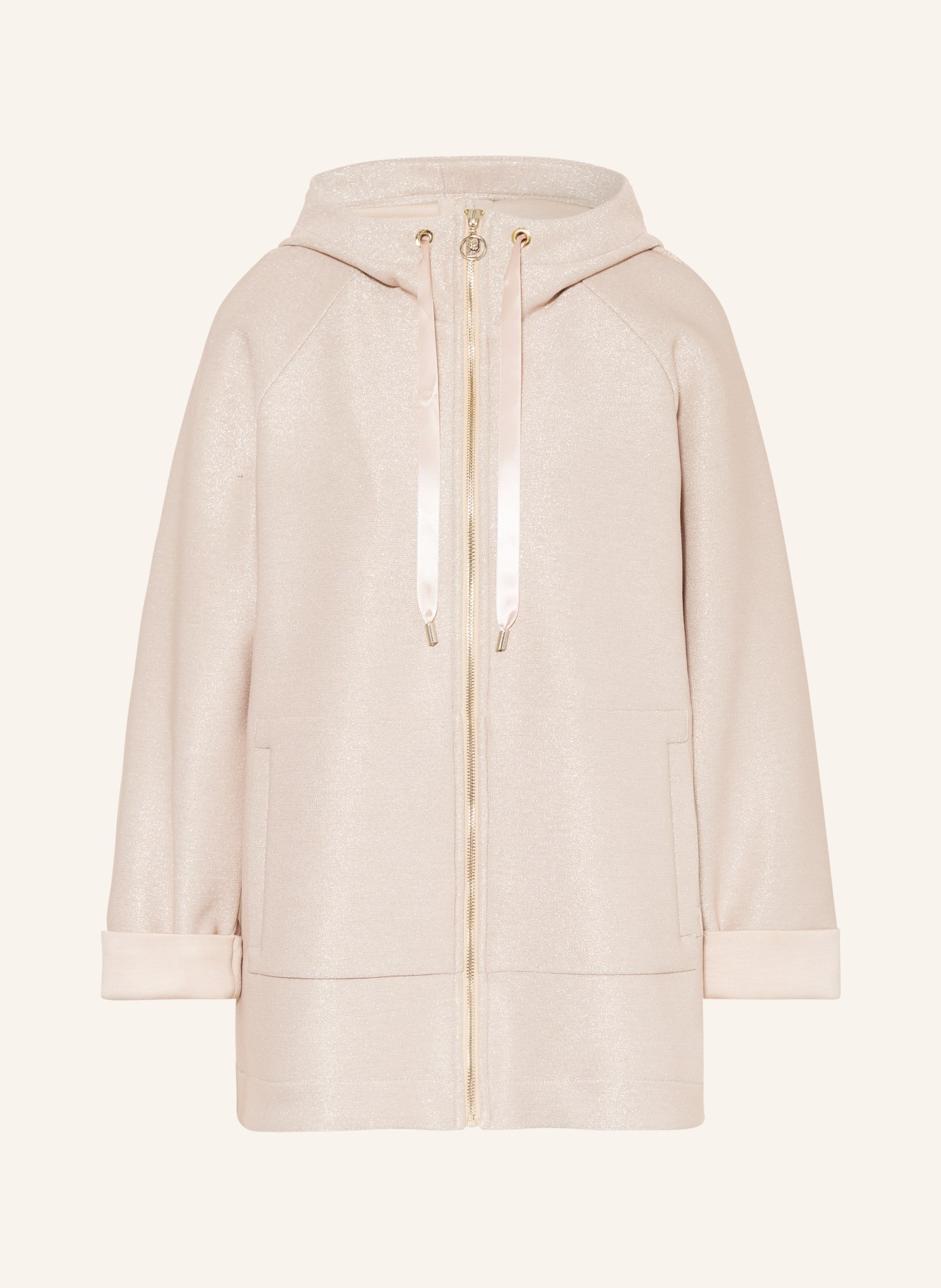 LIU JO Oversized sweat jacket with glitter thread, Color: ROSE (Image 1)