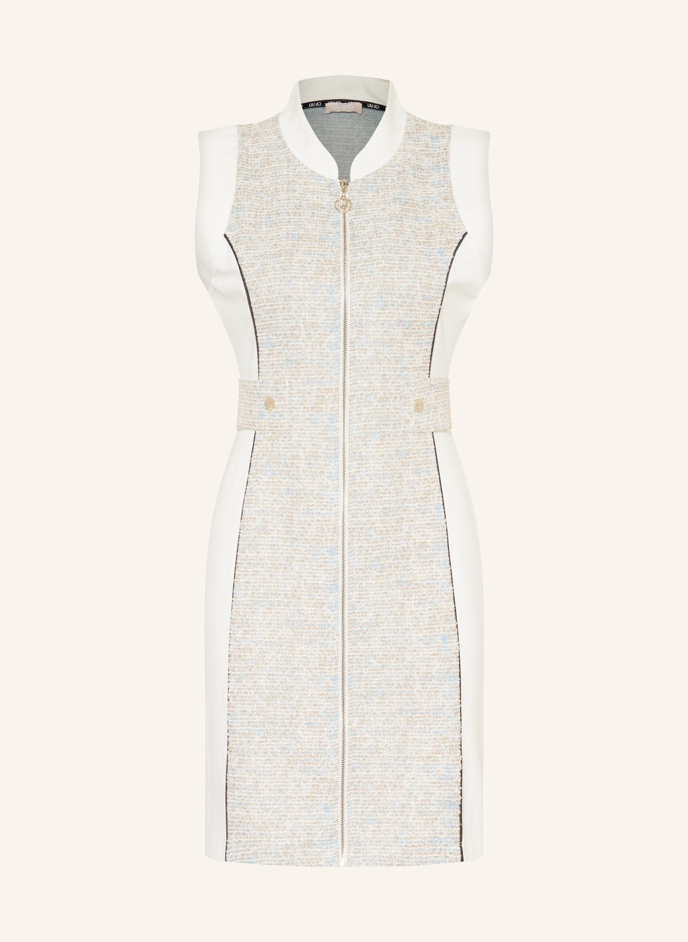 LIU JO Dress in mixed materials, Color: WHITE/ BEIGE/ LIGHT BLUE (Image 1)