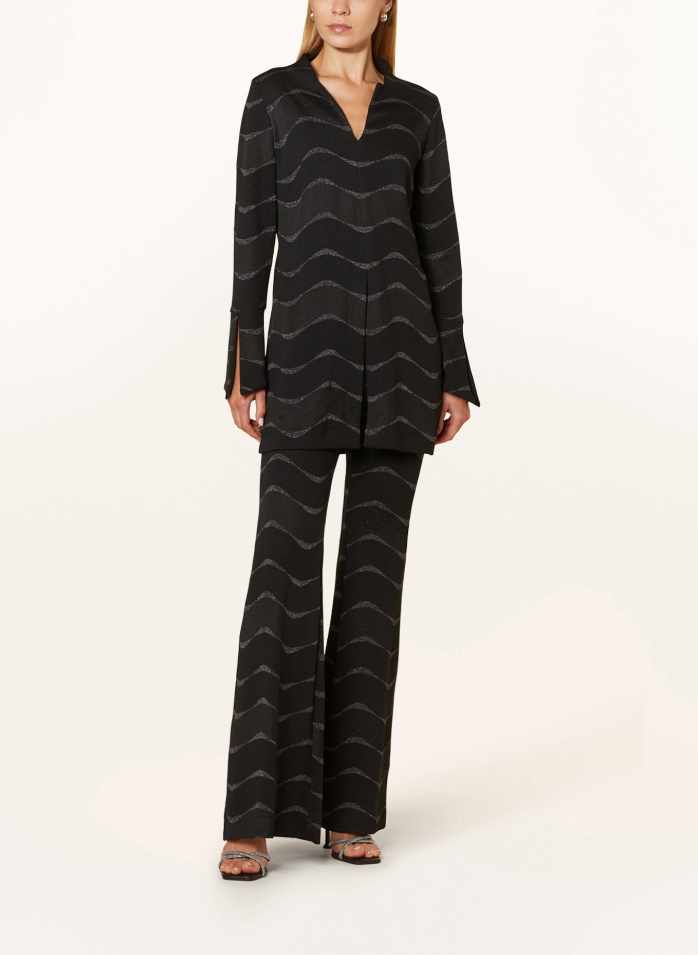 Ana Alcazar Jersey trousers with glitter thread, Color: BLACK (Image 2)