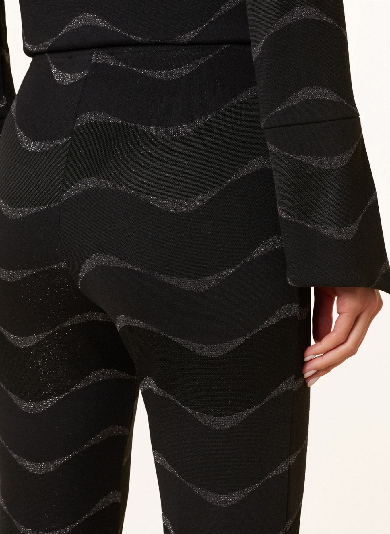 Ana Alcazar Jersey trousers with glitter thread, Color: BLACK (Image 5)
