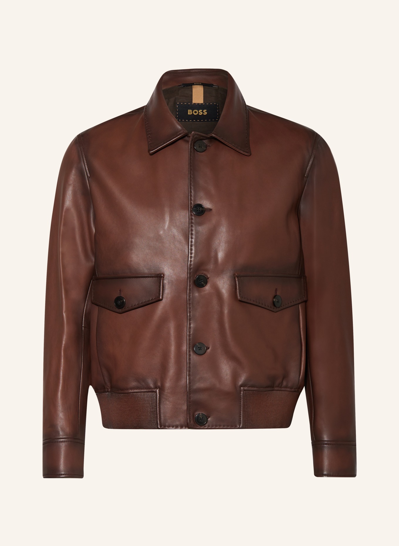 BOSS Leather jacket L-MAINT, Color: COGNAC (Image 1)
