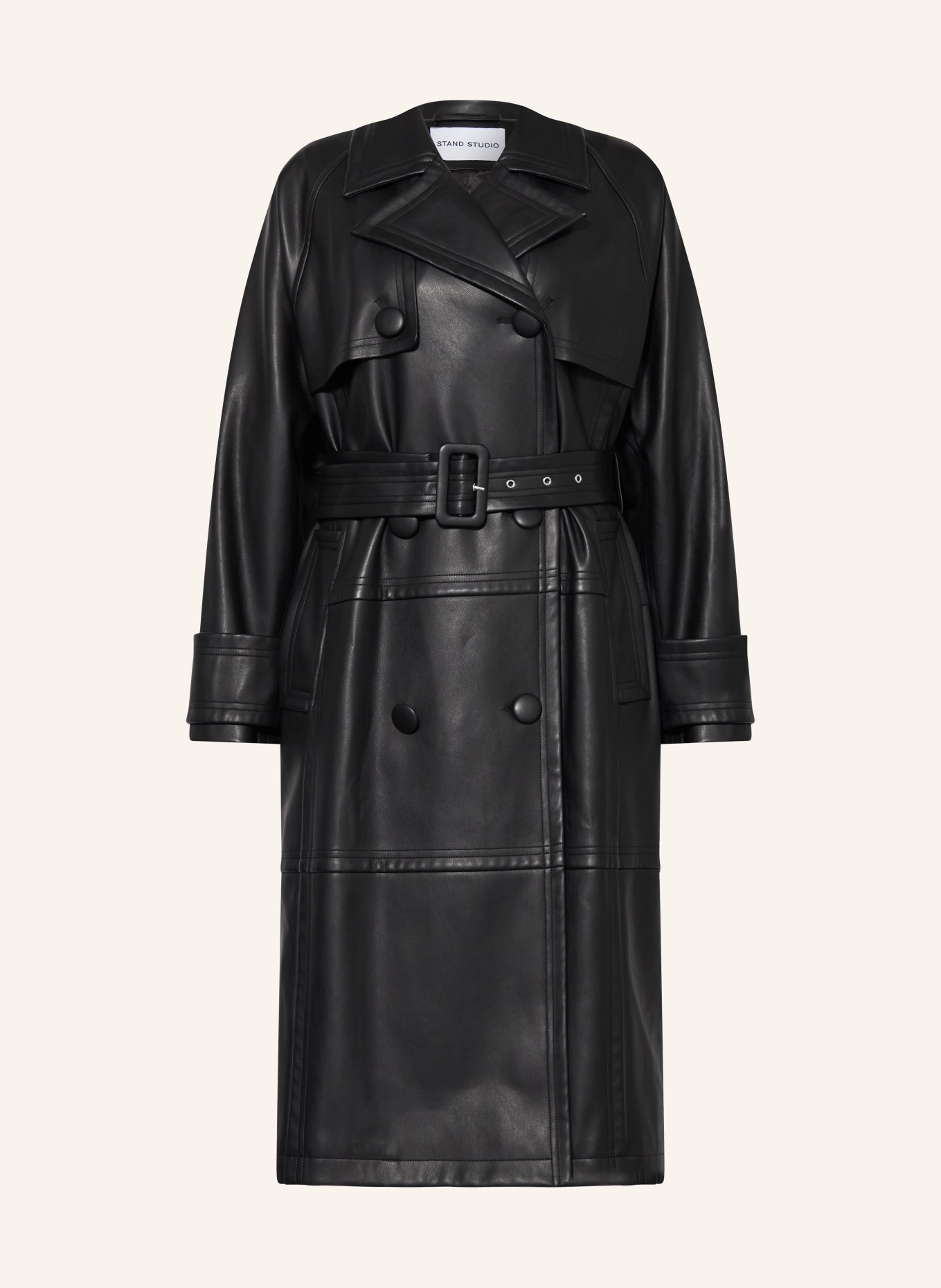STAND STUDIO Trench coat BETTY made of leather, Color: BLACK (Image 1)